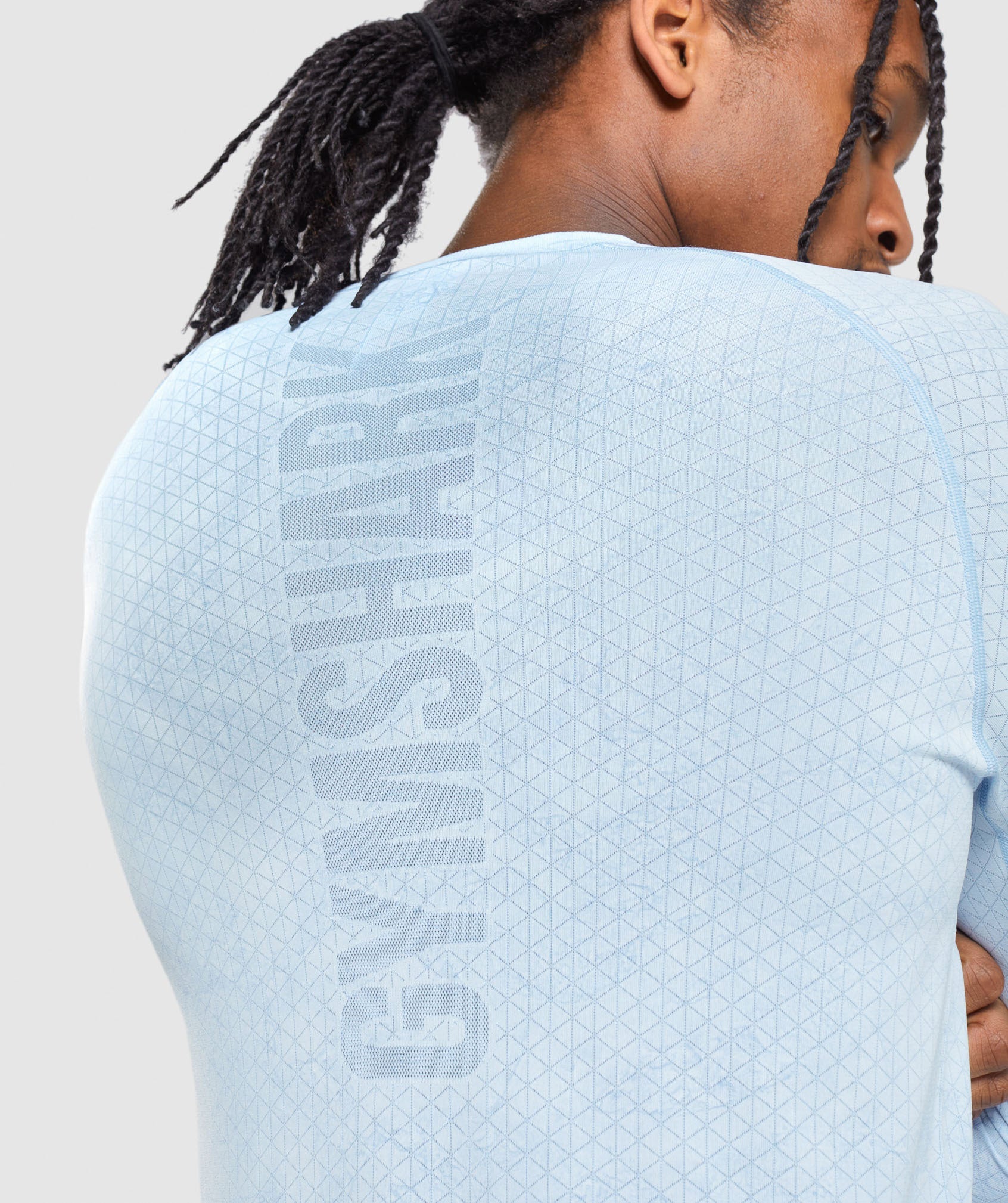 Geo Seamless Long Sleeve T-Shirt in White/Moonstone Blue - view 5