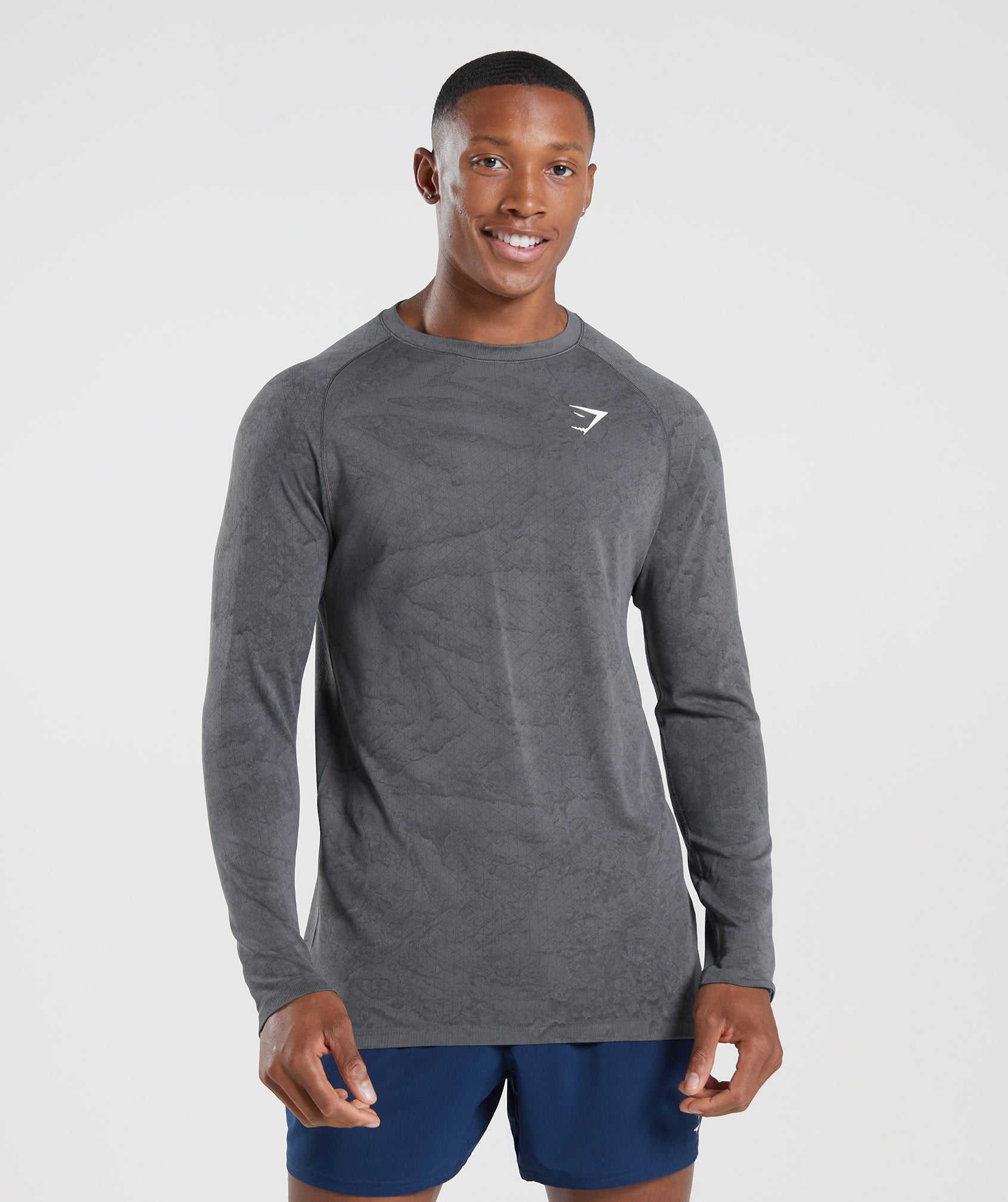 Geo Seamless Long Sleeve T-Shirt in Charcoal Grey/Black - view 1