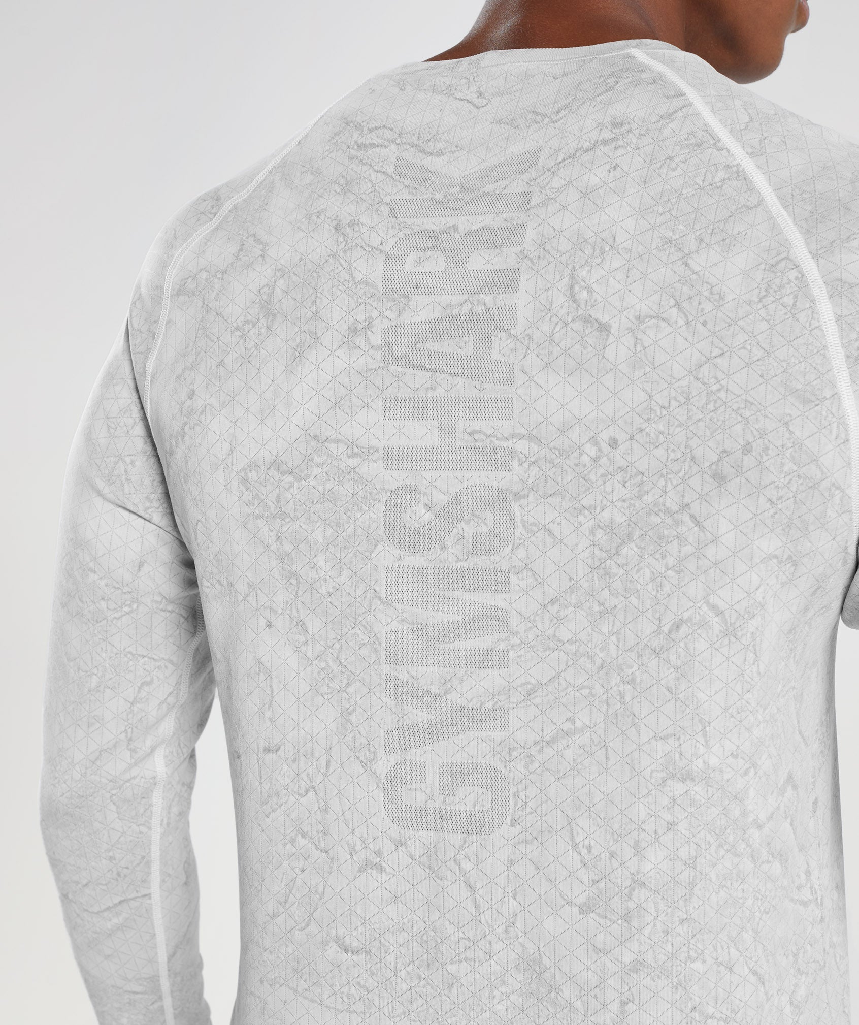 Geo Seamless Long Sleeve T-Shirt in White/Light Grey - view 5