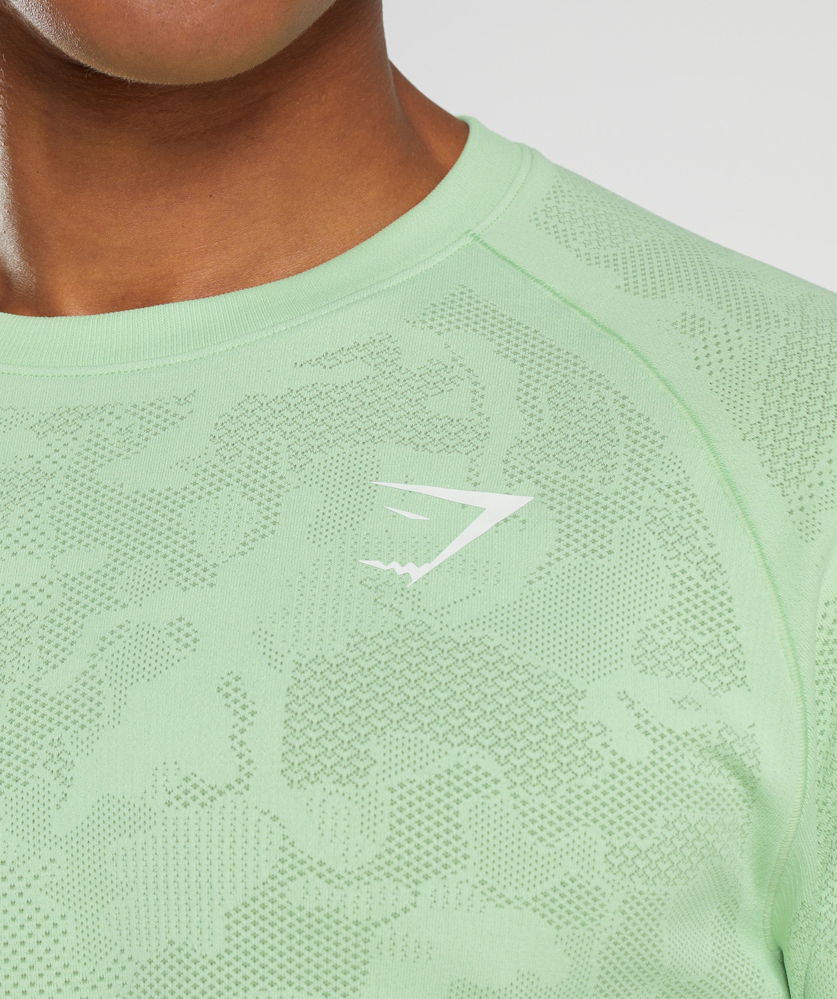 Gymshark Geo Seamless Long Sleeve T-Shirt - Flora Green/Willow Green