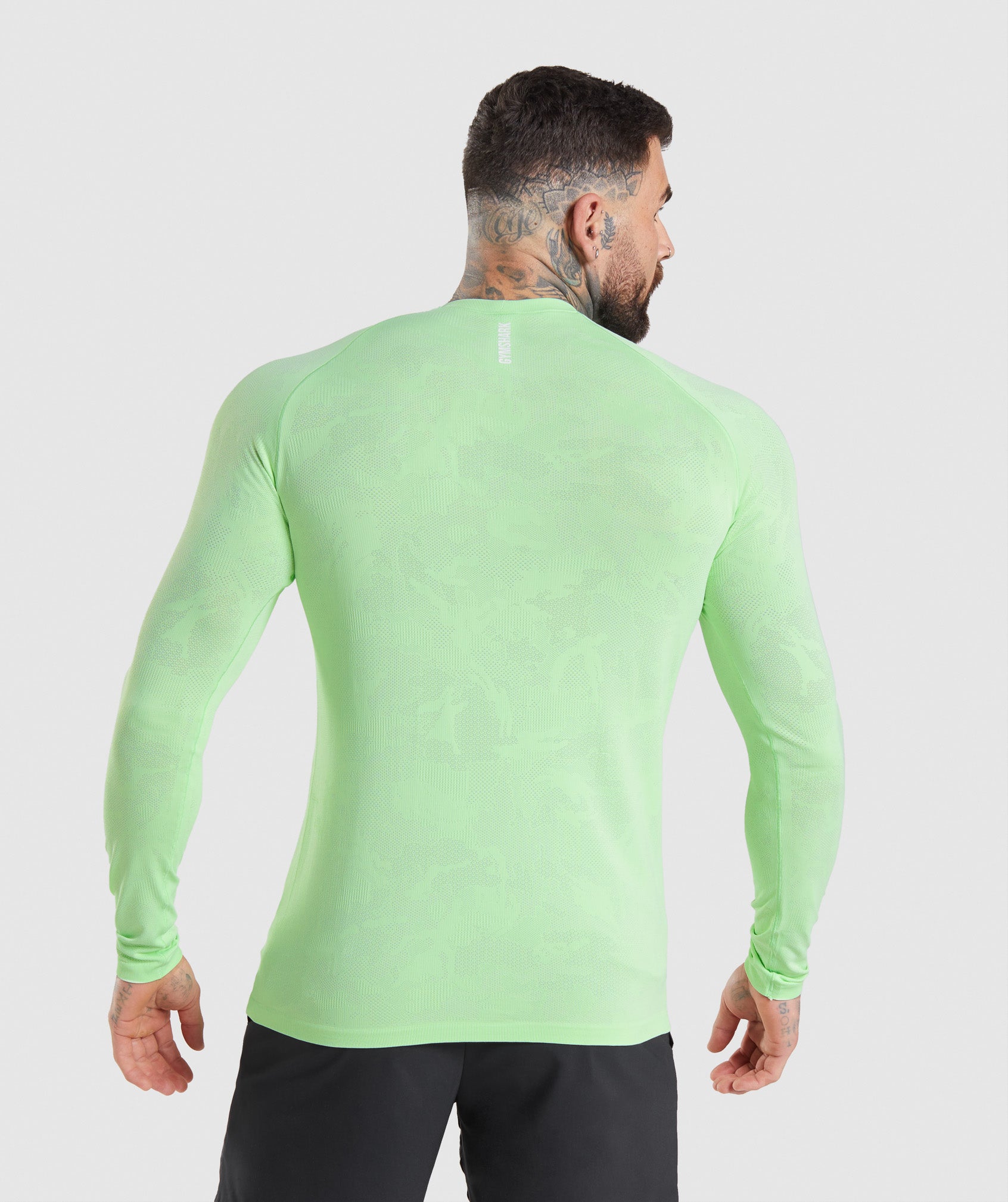 NEW Men's GYMSHARK Arrival Long Sleeve Shirt Aqua Green Performance Top Sz  XXL