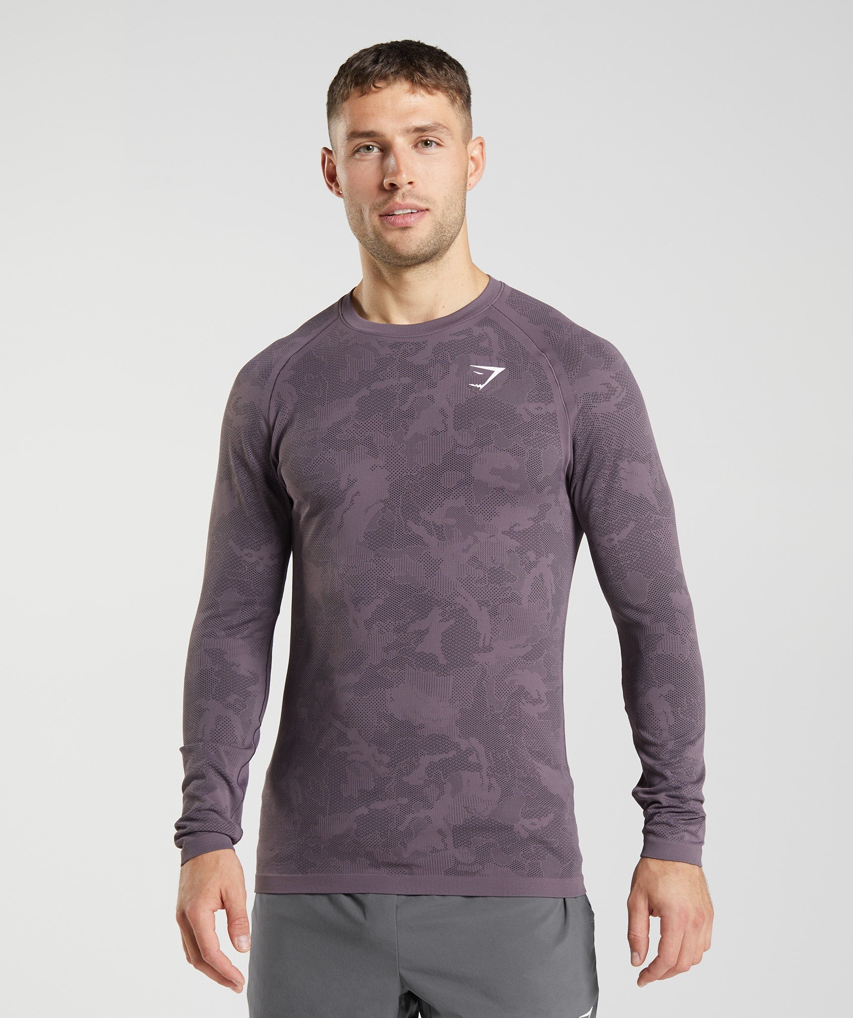 Geo Seamless Long Sleeve T-Shirt in Musk Lilac/Black - view 1