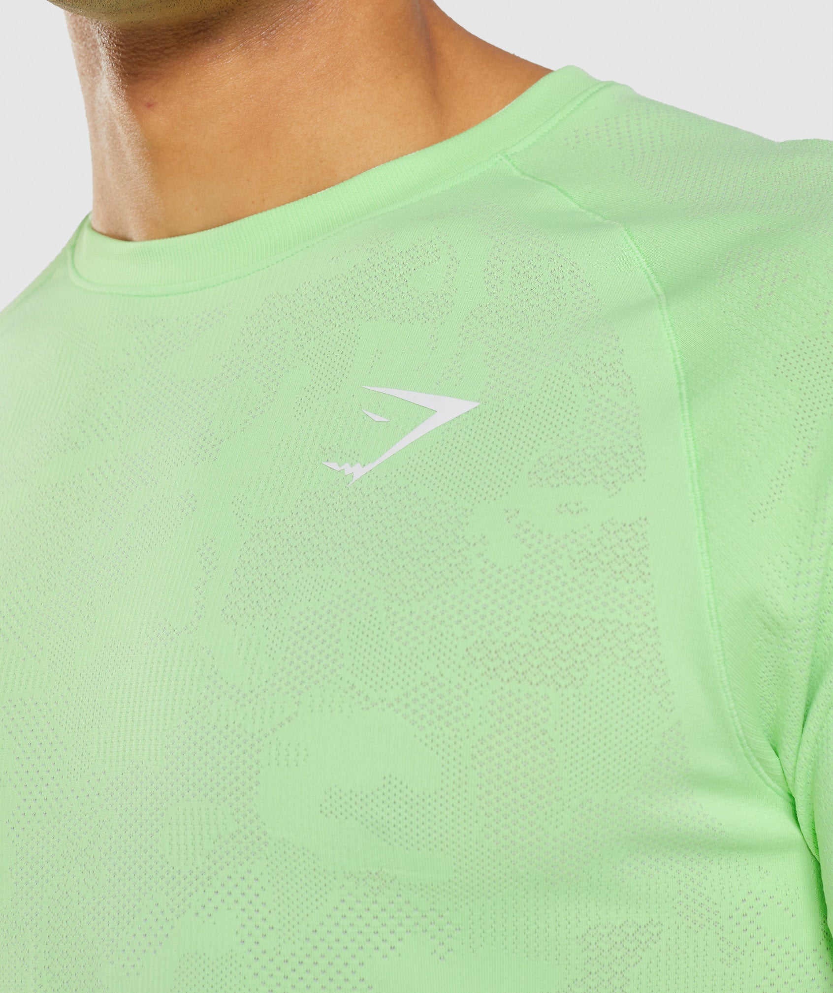 Gymshark Geo Seamless T-Shirt - Bali Green/White