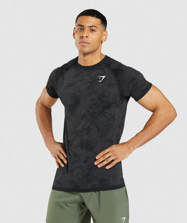 Gymshark Geo Seamless T-Shirt - Core Olive/Black | Gymshark