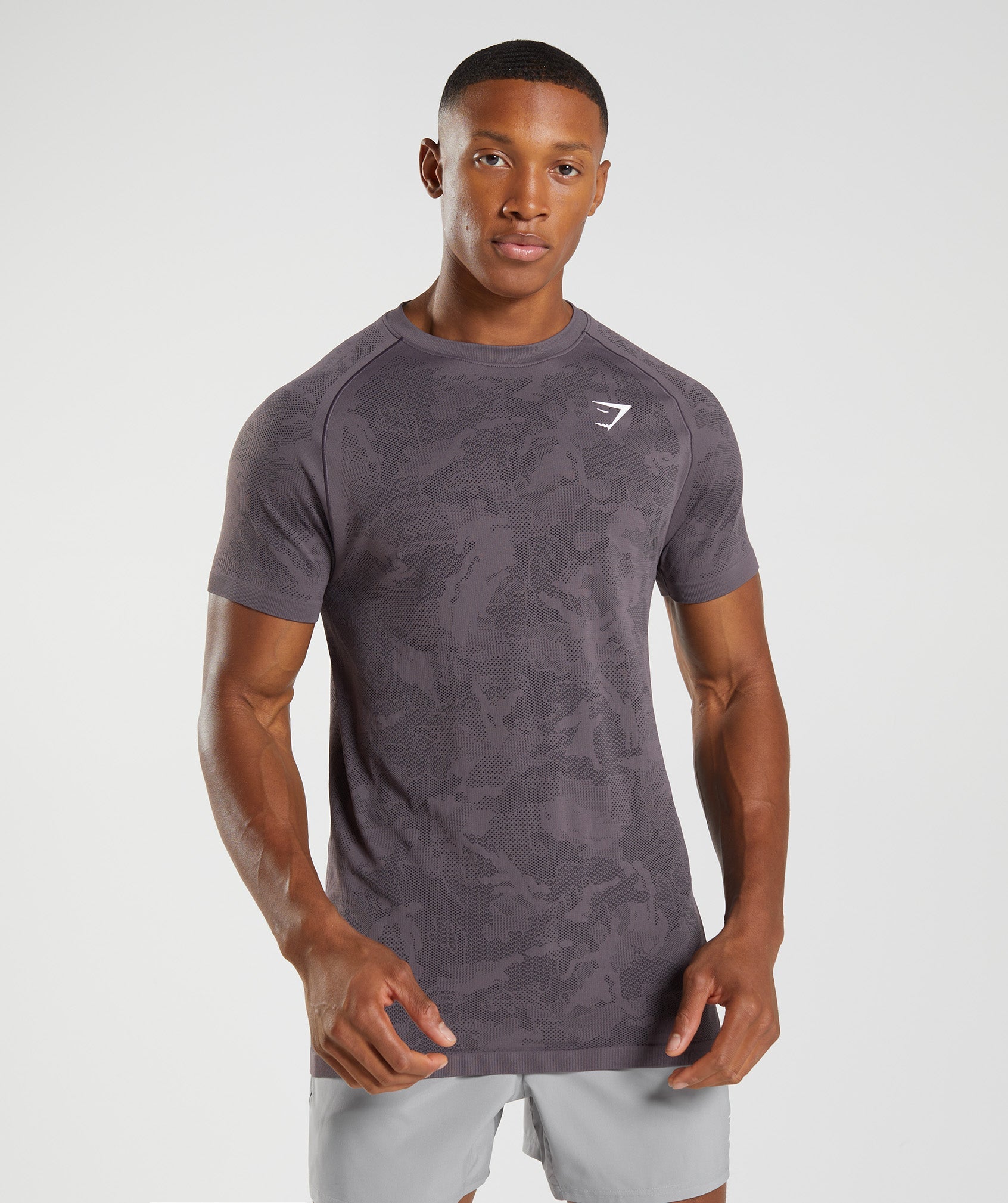 Gymshark Geo Seamless T-Shirt - Black/Charcoal Grey