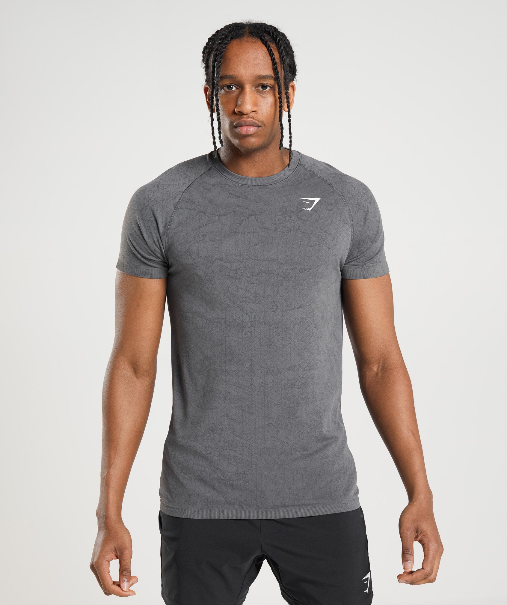 Geo Seamless T-Shirt in Charcoal Grey/Black