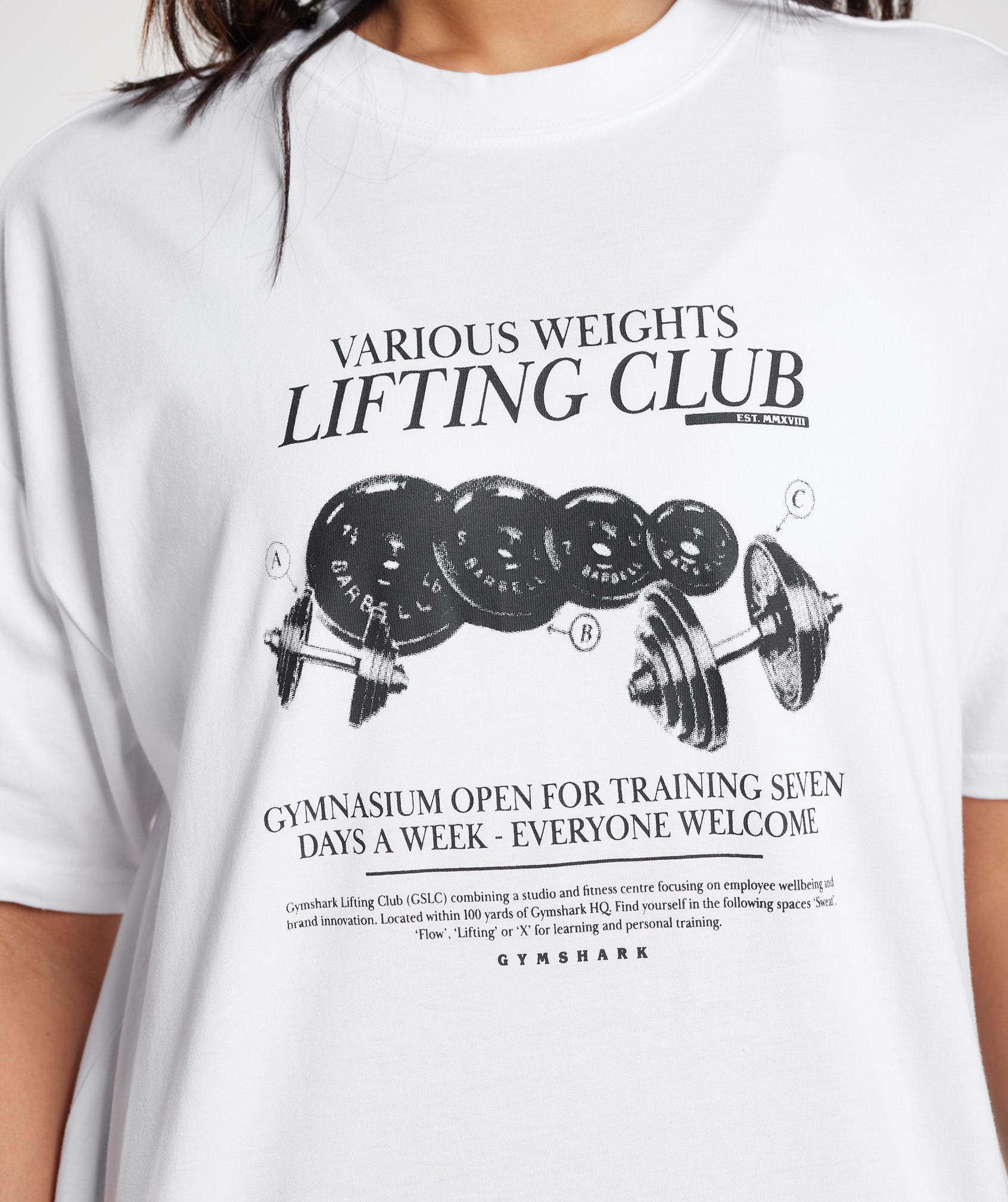 Lifting Graphic Oversized T-Shirt in White - view 4