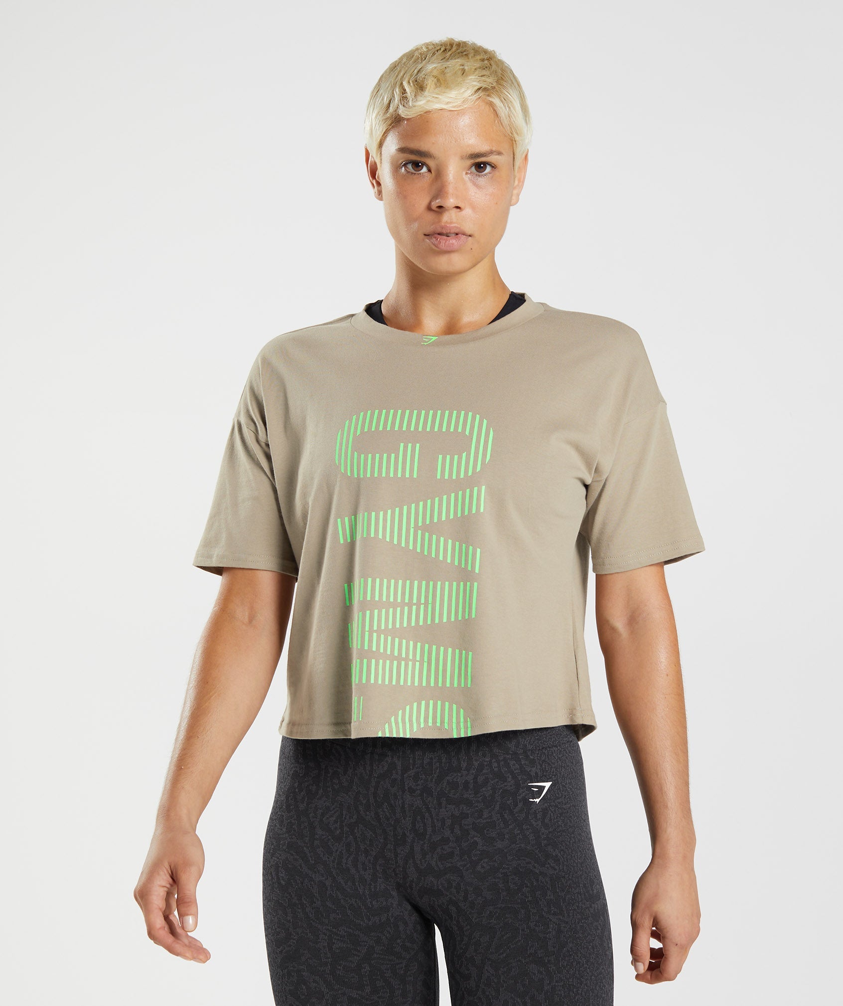 315 Midi T-Shirt in Cement Brown/Fluo Lime