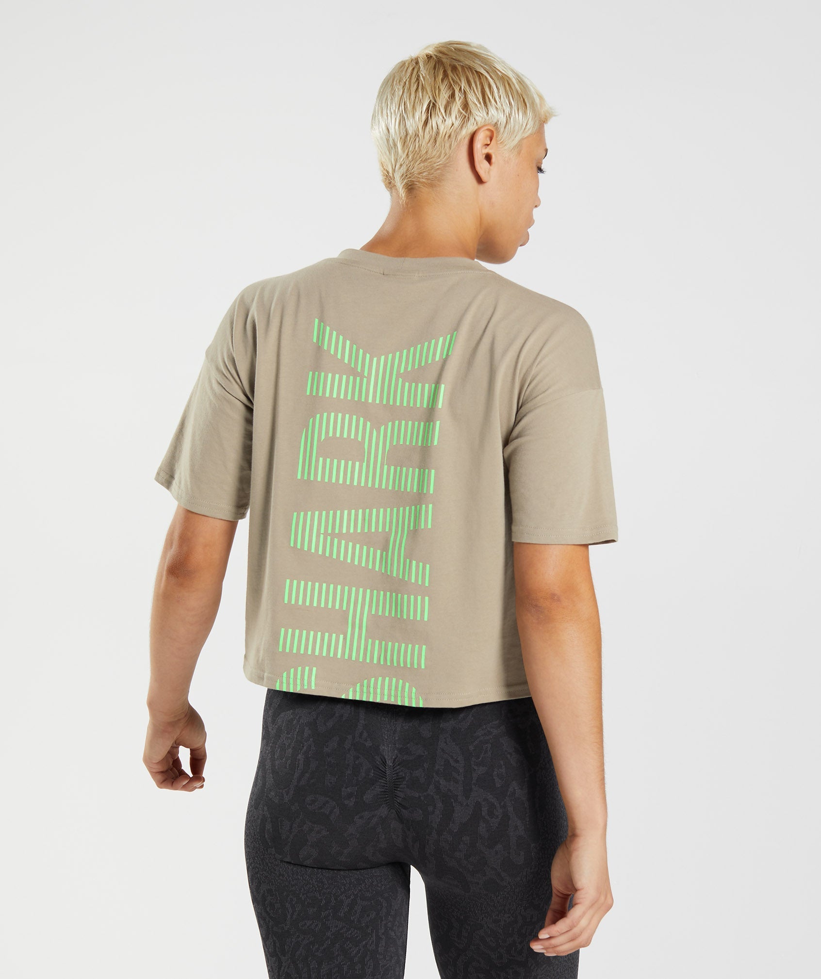 315 Midi T-Shirt in Cement Brown/Fluo Lime