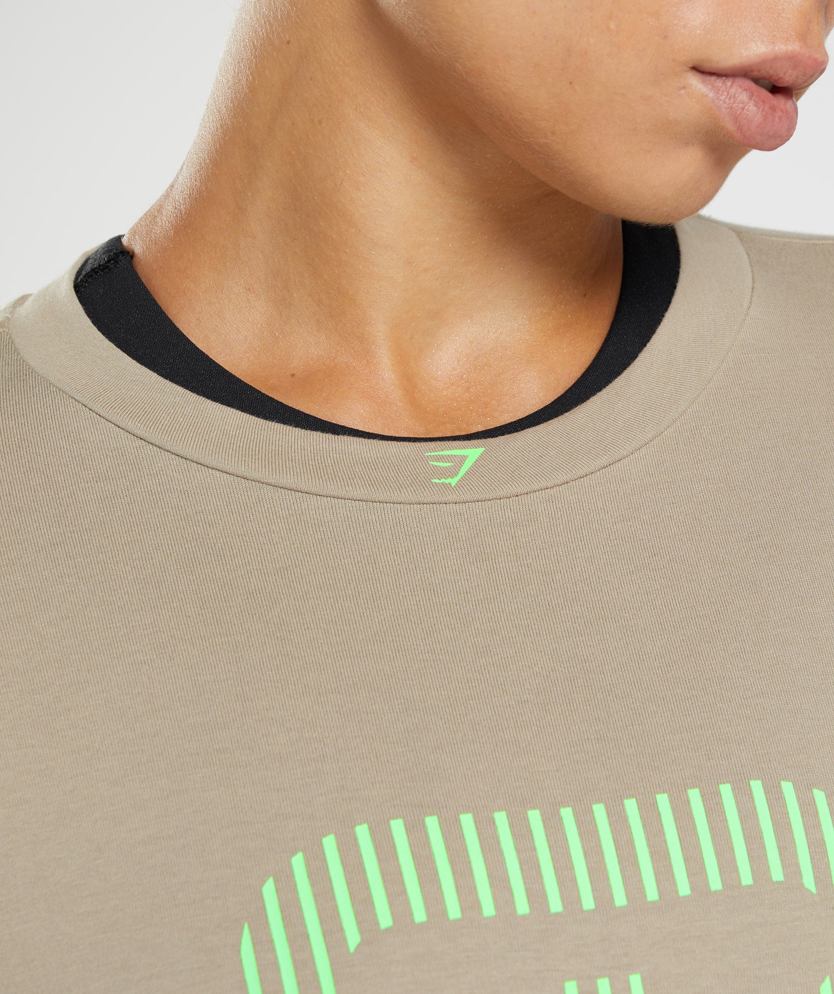 315 Midi T-Shirt in Cement Brown/Fluo Lime