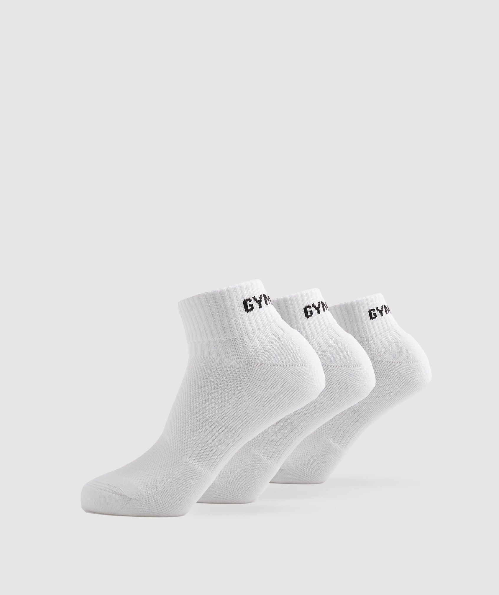 GS Jacquared Quarter Socks 3pk in White - view 1