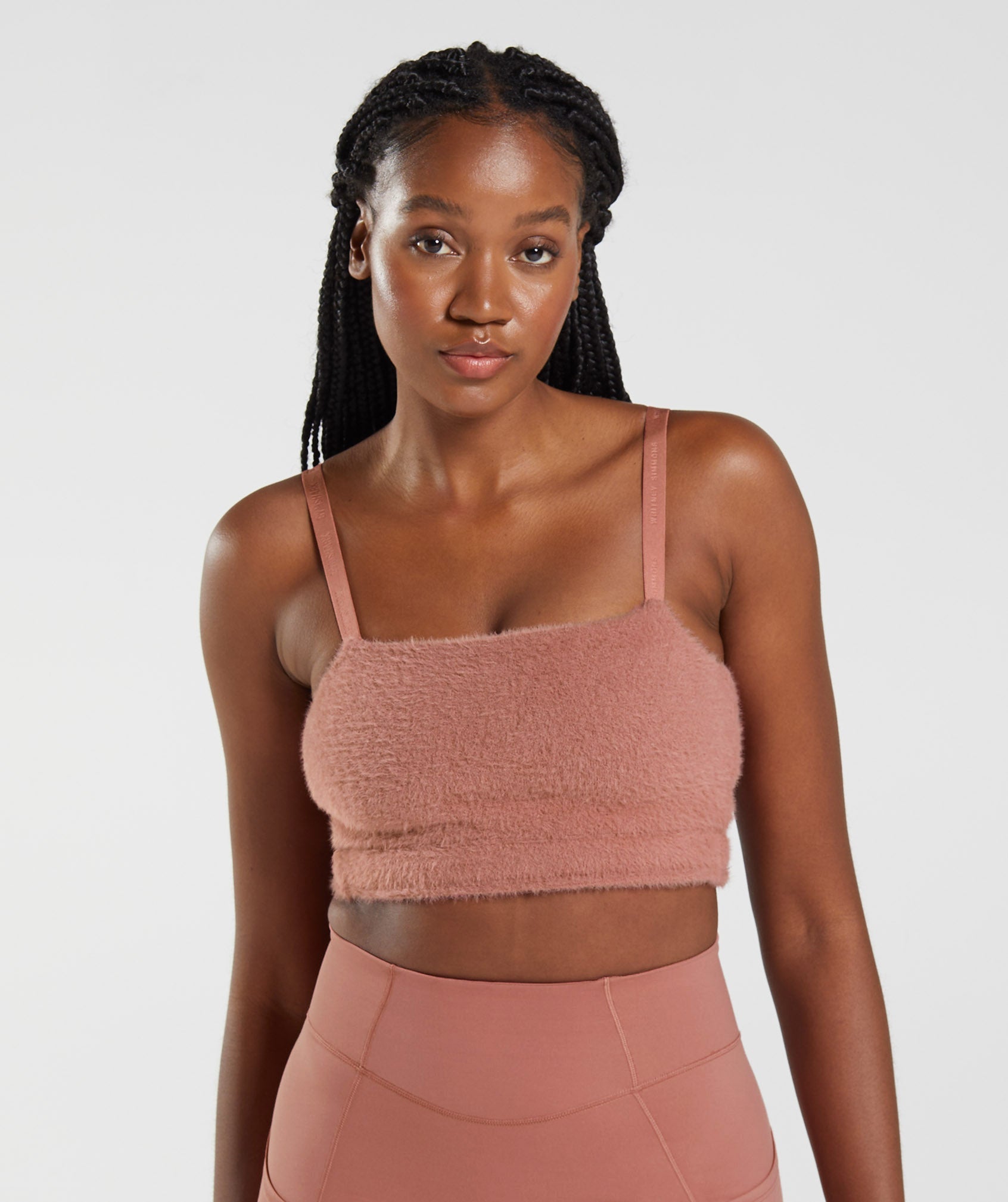 Gymshark Whitney Eyelash Knit Midi Halter Top - Pressed Petal Pink