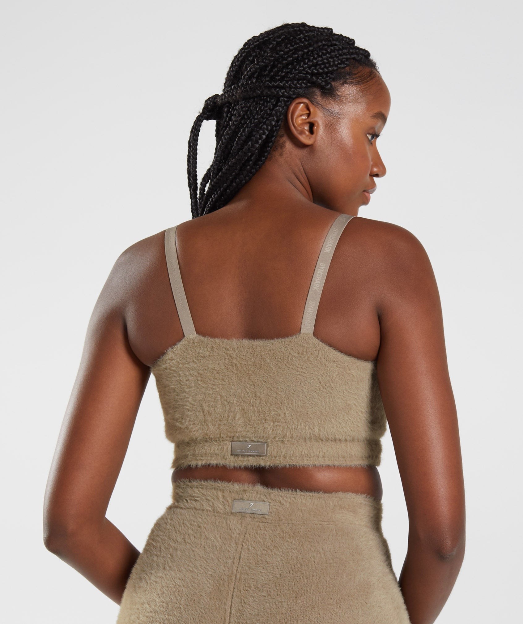 Gymshark Whitney Eyelash Knit Midi Halter Top - Cement Brown