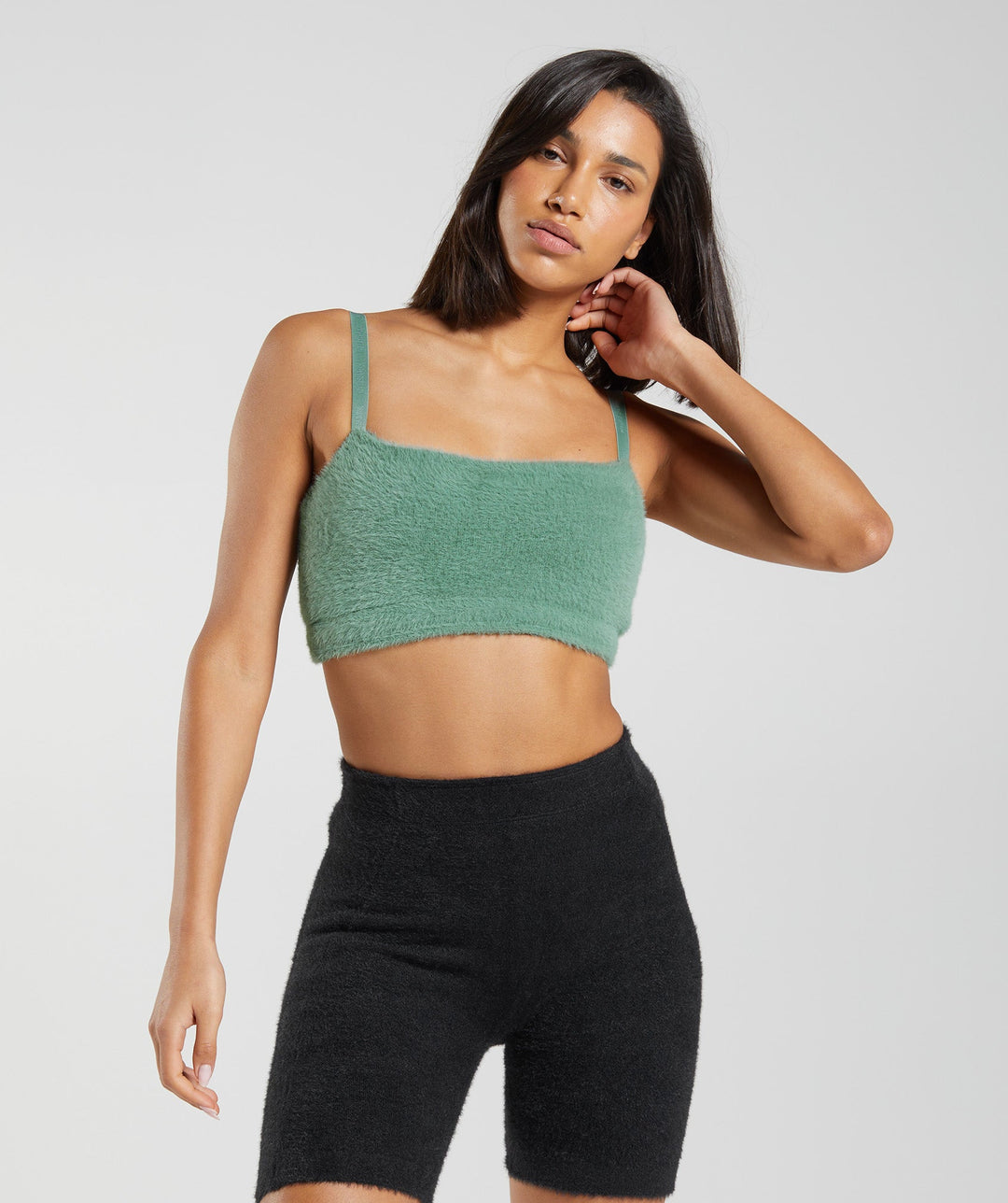 Gymshark Whitney Eyelash Knit Bandeau - Leaf Green | Gymshark