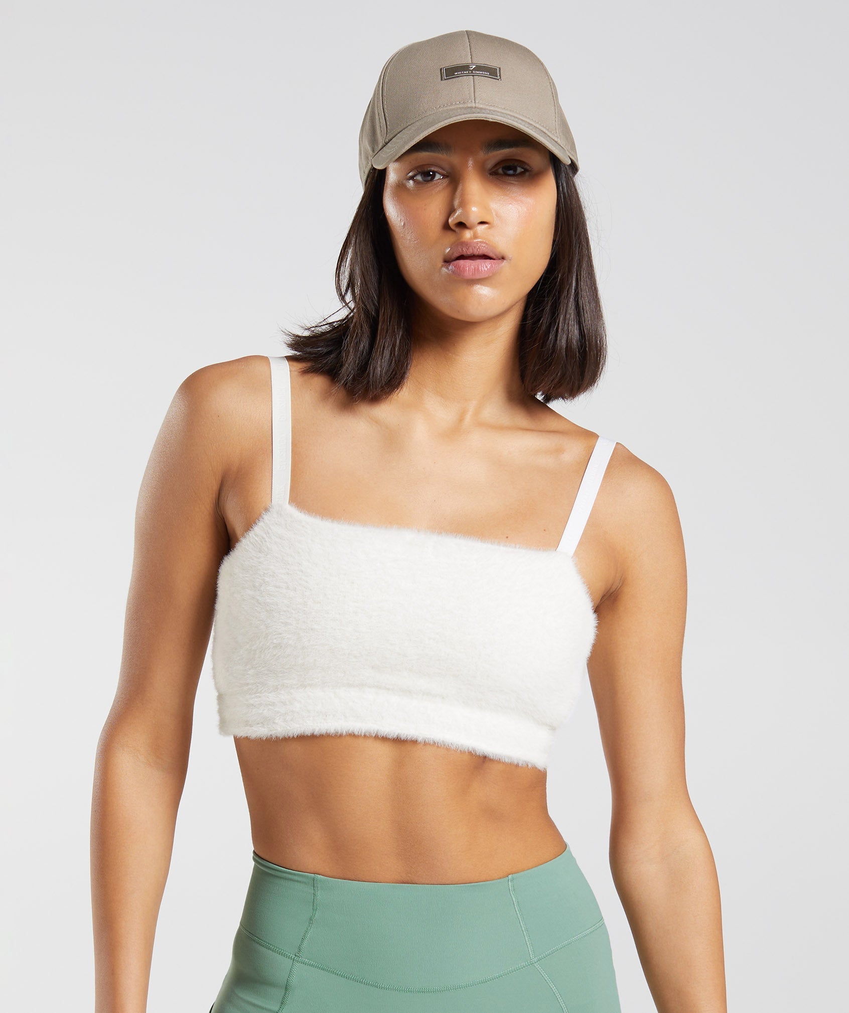 Gymshark Whitney Eyelash Knit Midi Halter Top - Skylight White