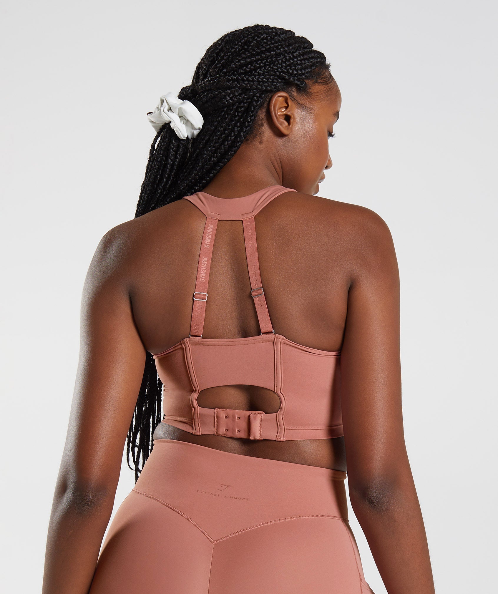gymshark longline bra sports bra medium petal pink V5 Whitney Simmons