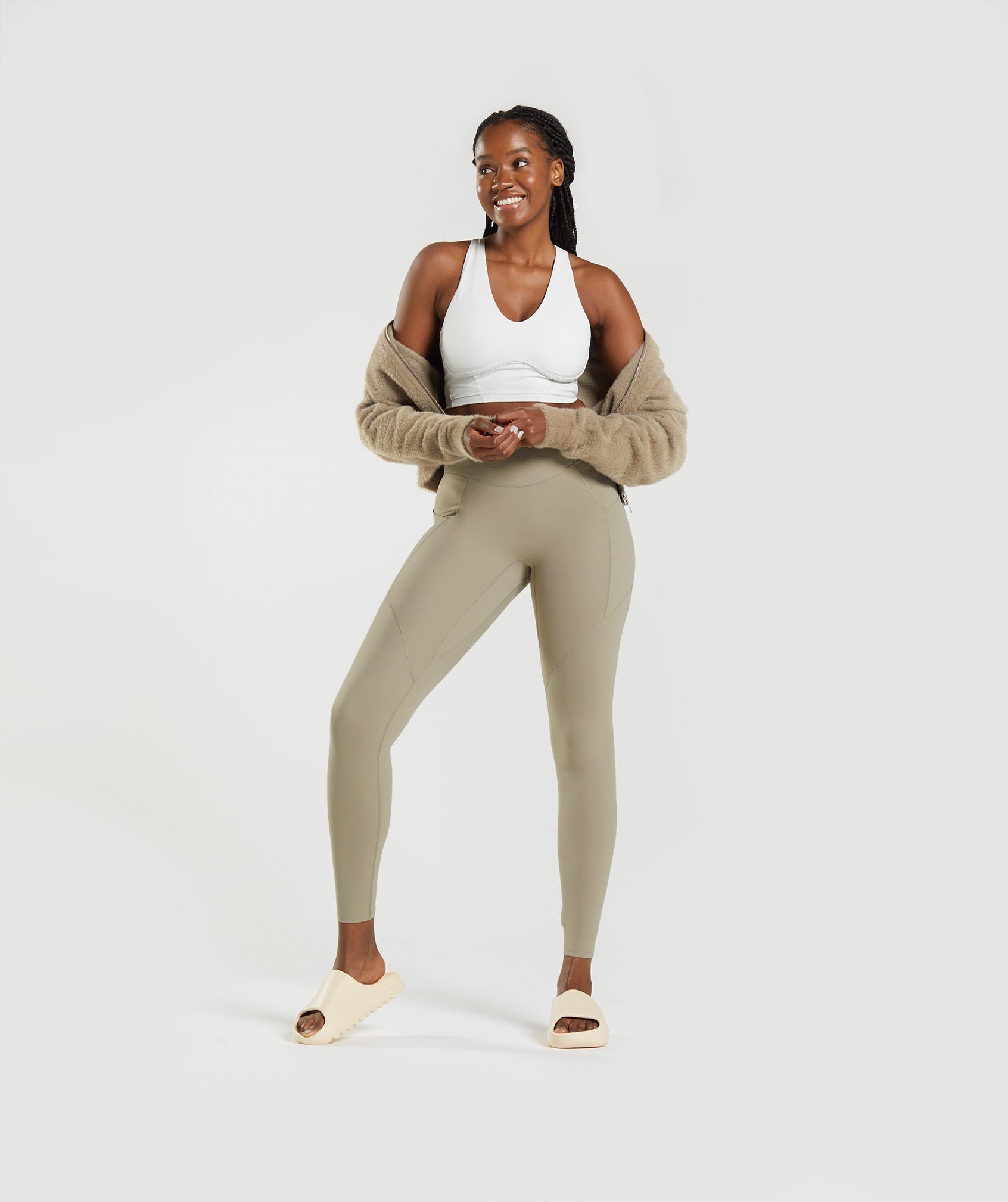 Gymshark Whitney Simmons Womens Chocolate Leggings Nylon - Size