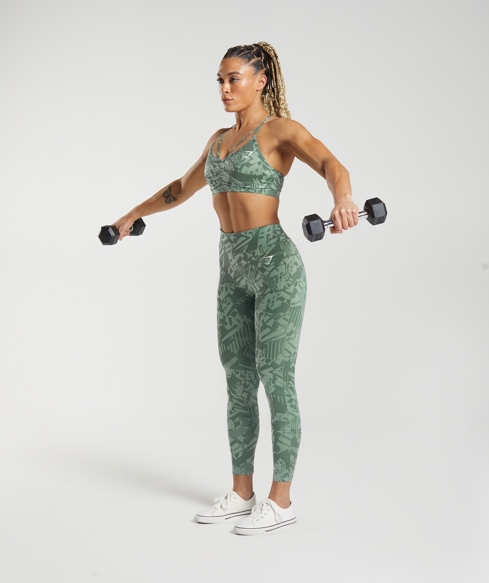 GS Power Regular Leggings in Willow Green/Desert Sage Green - view 4