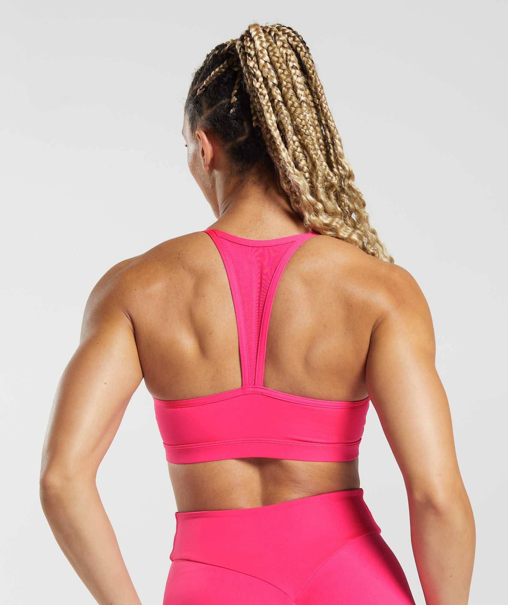 Bright Neon Hot Pink Spandex Athletic Sports Bra Tops