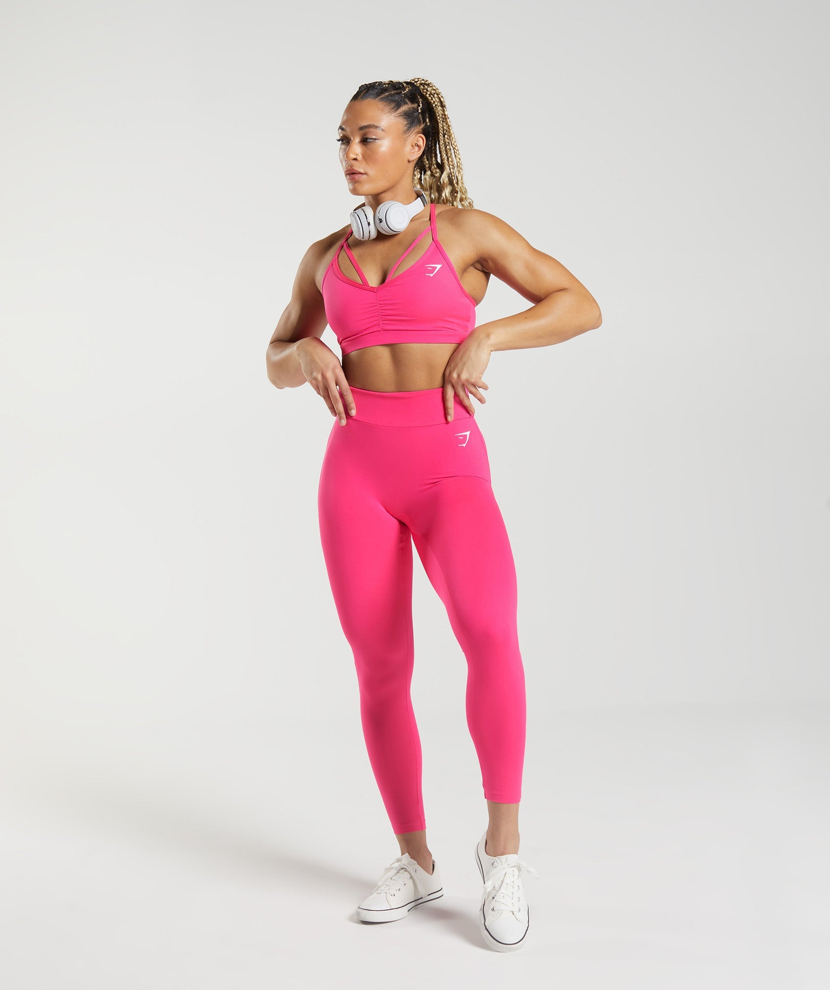 Victoria Secret PINK Workout Set Leggings & Sports Bra Black Pink