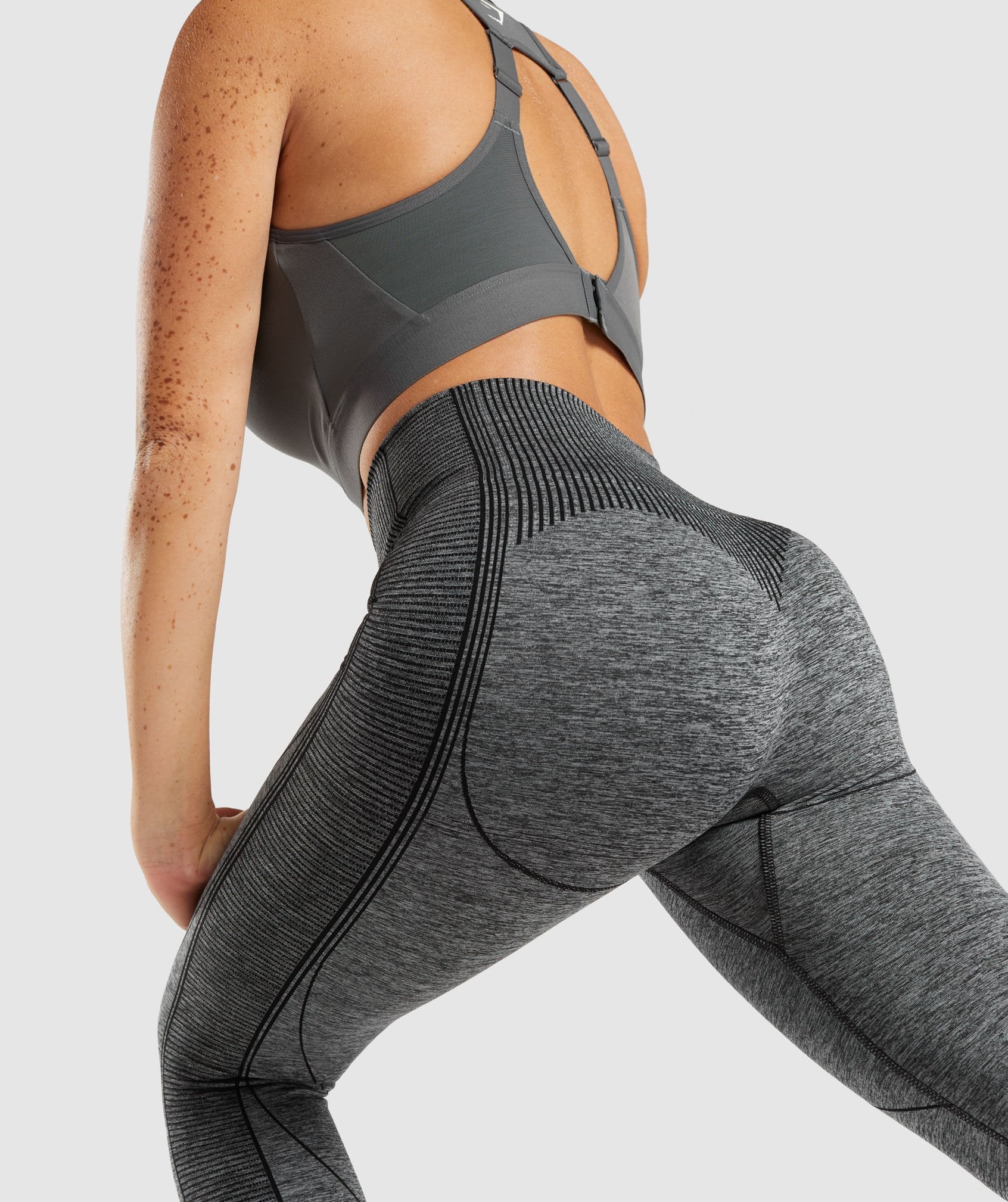 Gymshark Hyper Amplify Leggings - Black Marl/Black