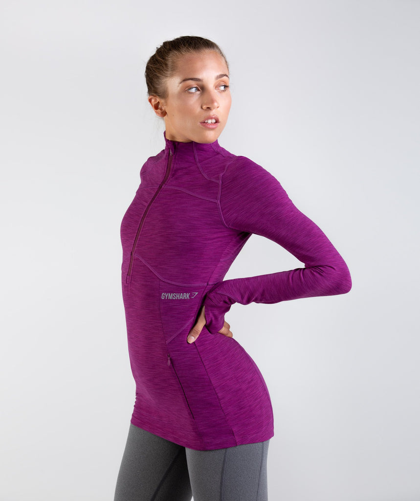 Gymshark Limit 1/2 Zip Pullover - Deep Plum Marl 1