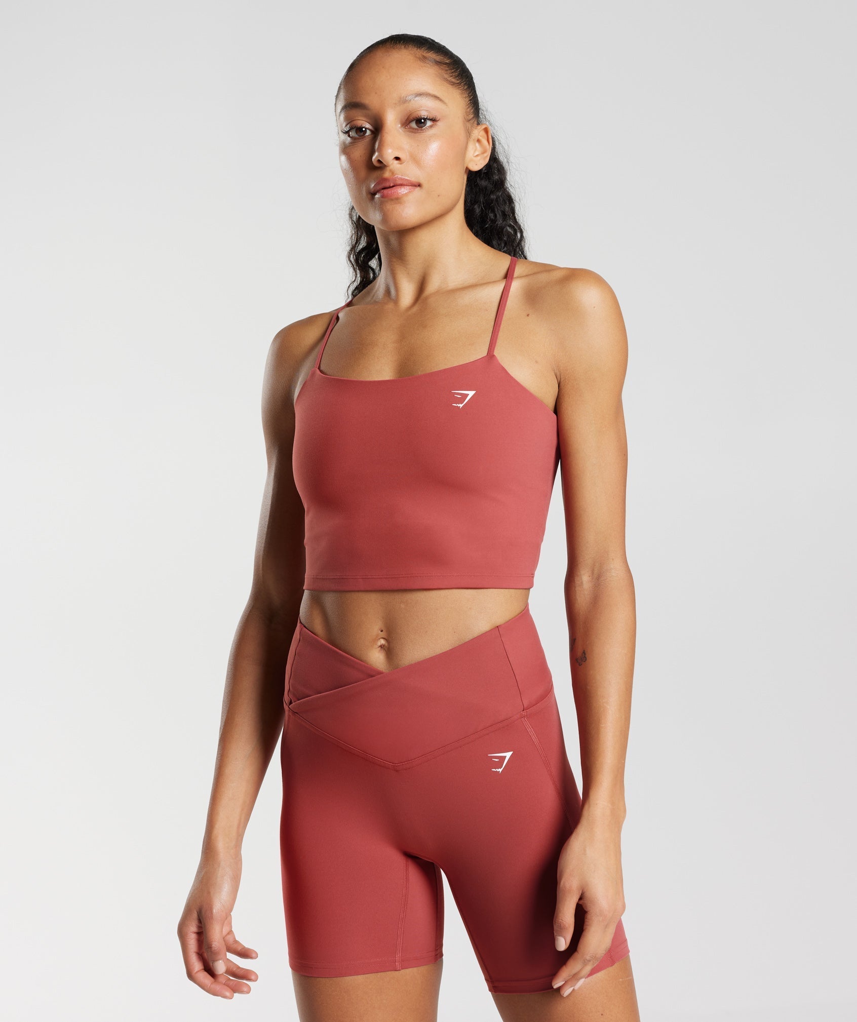 Gymshark Strappy Crop Cami Tank - Pomegranate Red