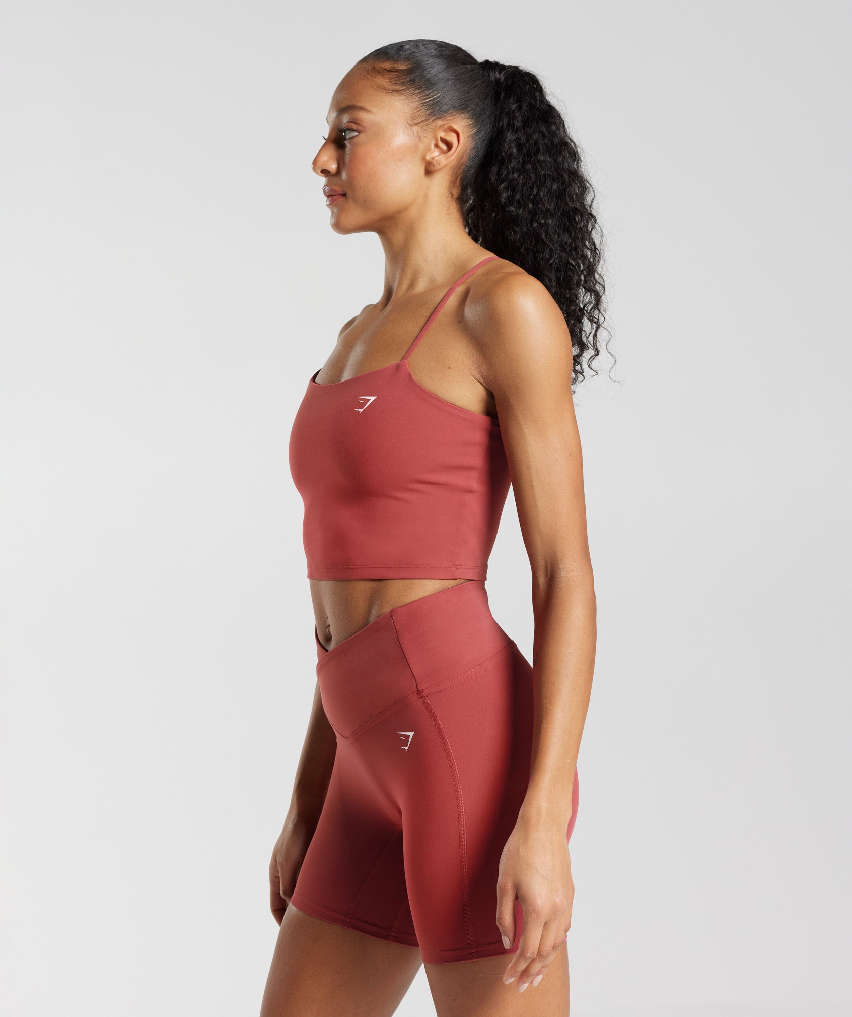 Strappy Crop Cami Tank in Pomegranate Red - view 3