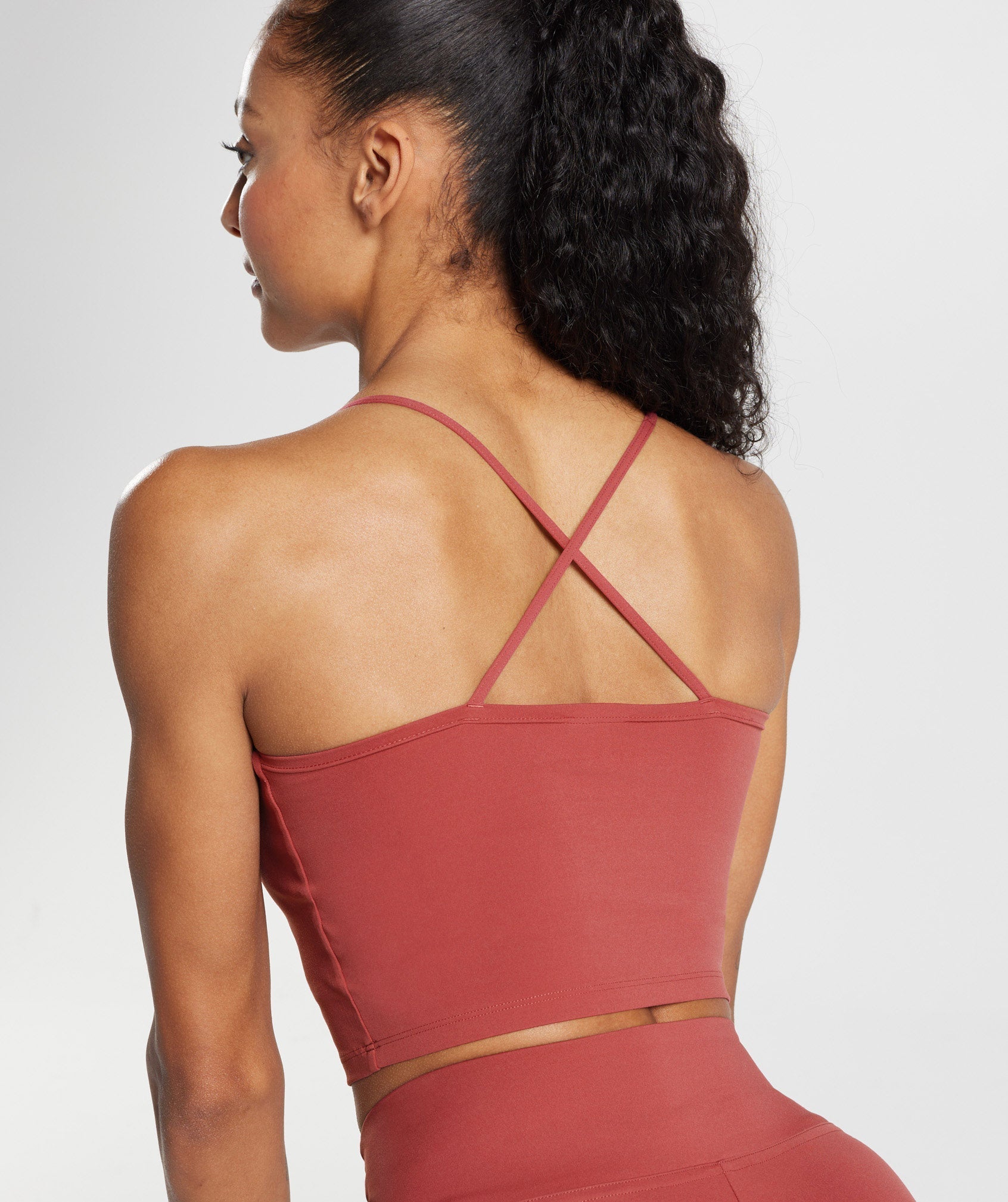 Strappy Crop Cami Tank in Pomegranate Red - view 5