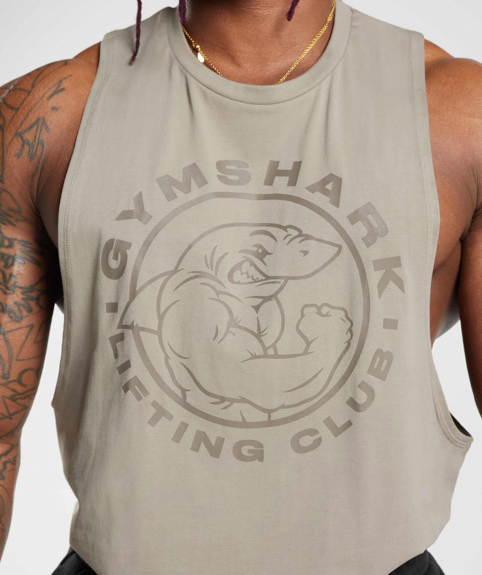 Gymshark Legacy Drop Arm Tank - Ecru Brown