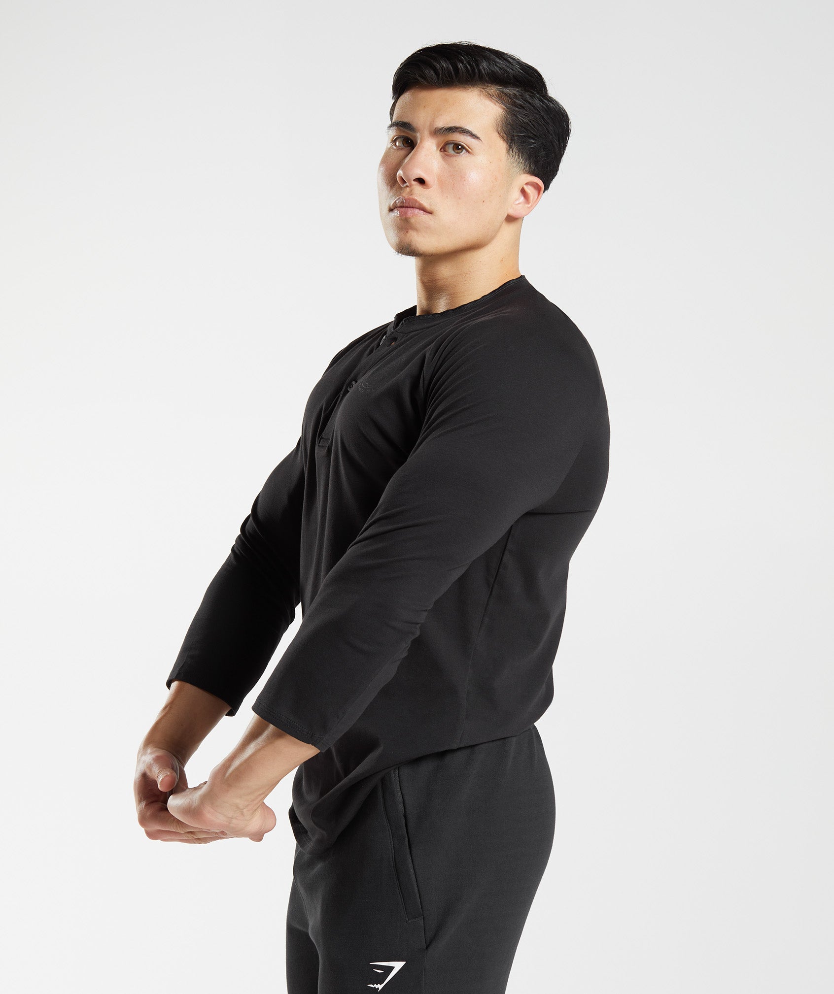 Legacy Henley Top in Black - view 3