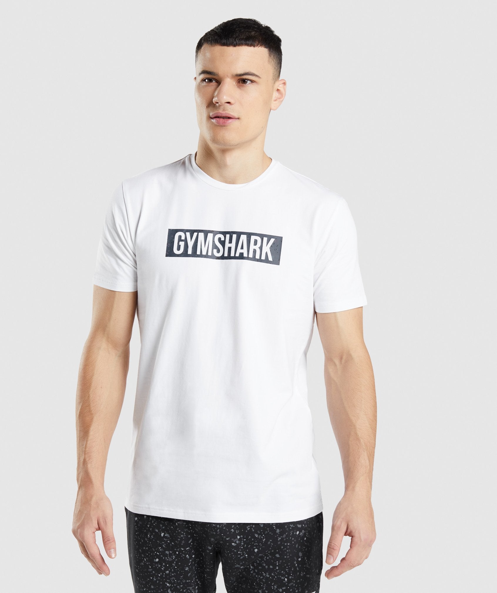 Micro Print Block Infill T-Shirt in White - view 1