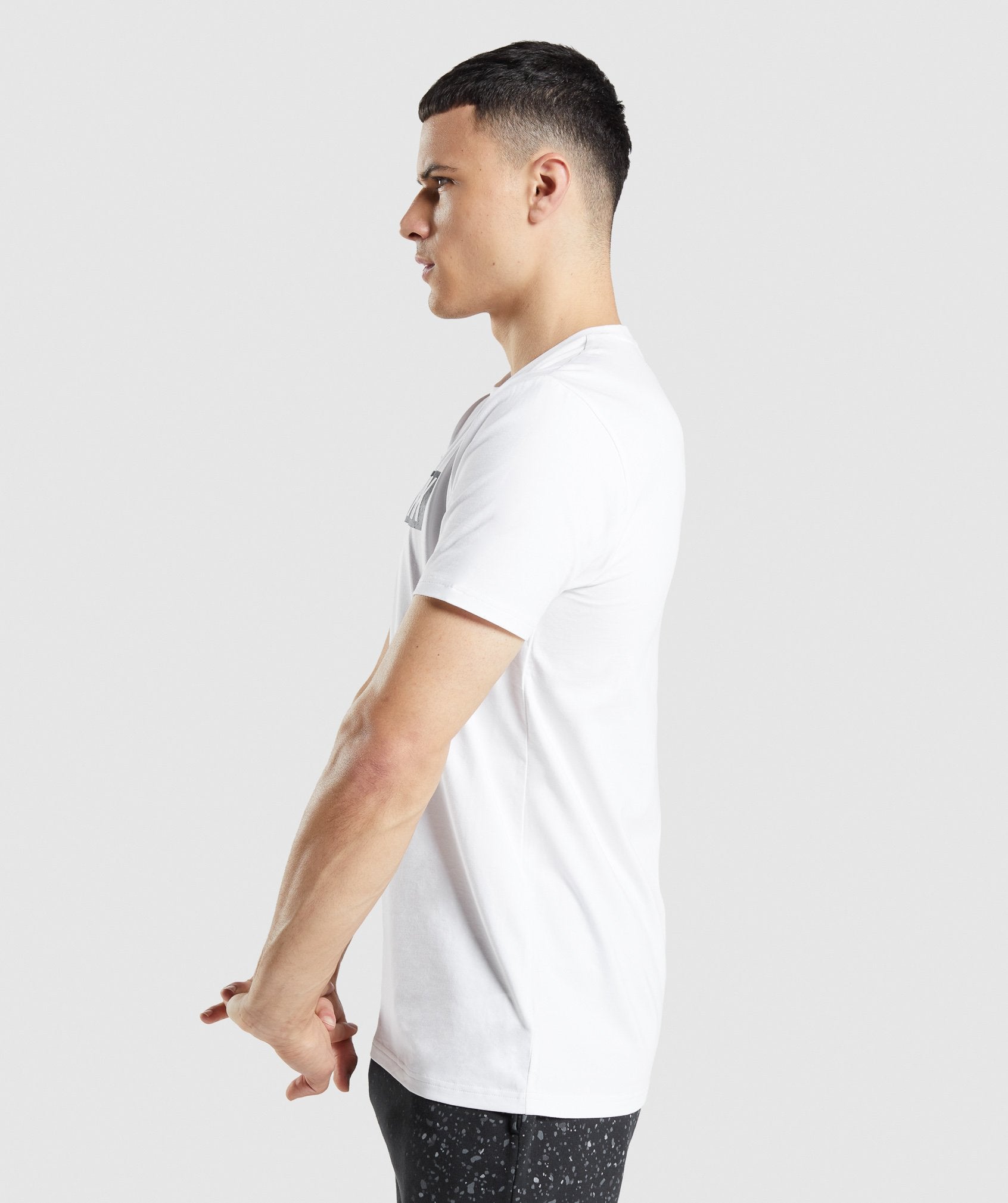 Micro Print Block Infill T-Shirt in White - view 3