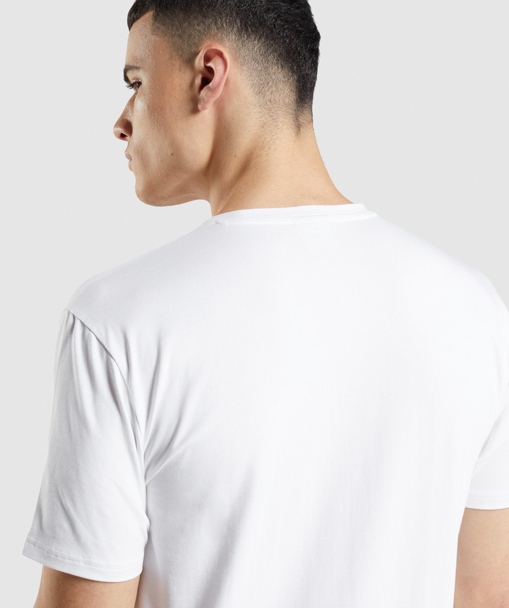 Micro Print Block Infill T-Shirt in White - view 5