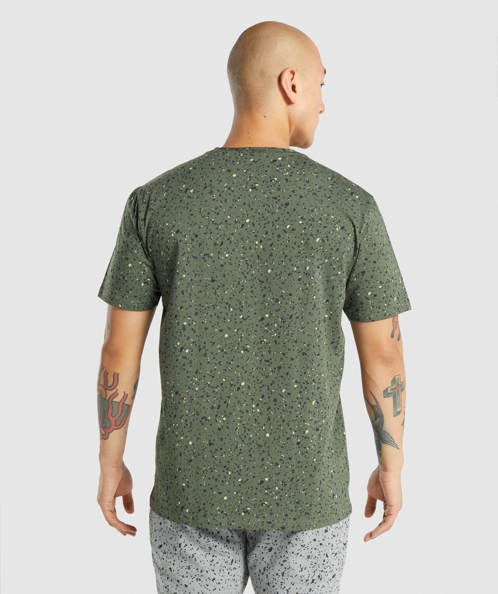Micro Print T-Shirt in Green Print