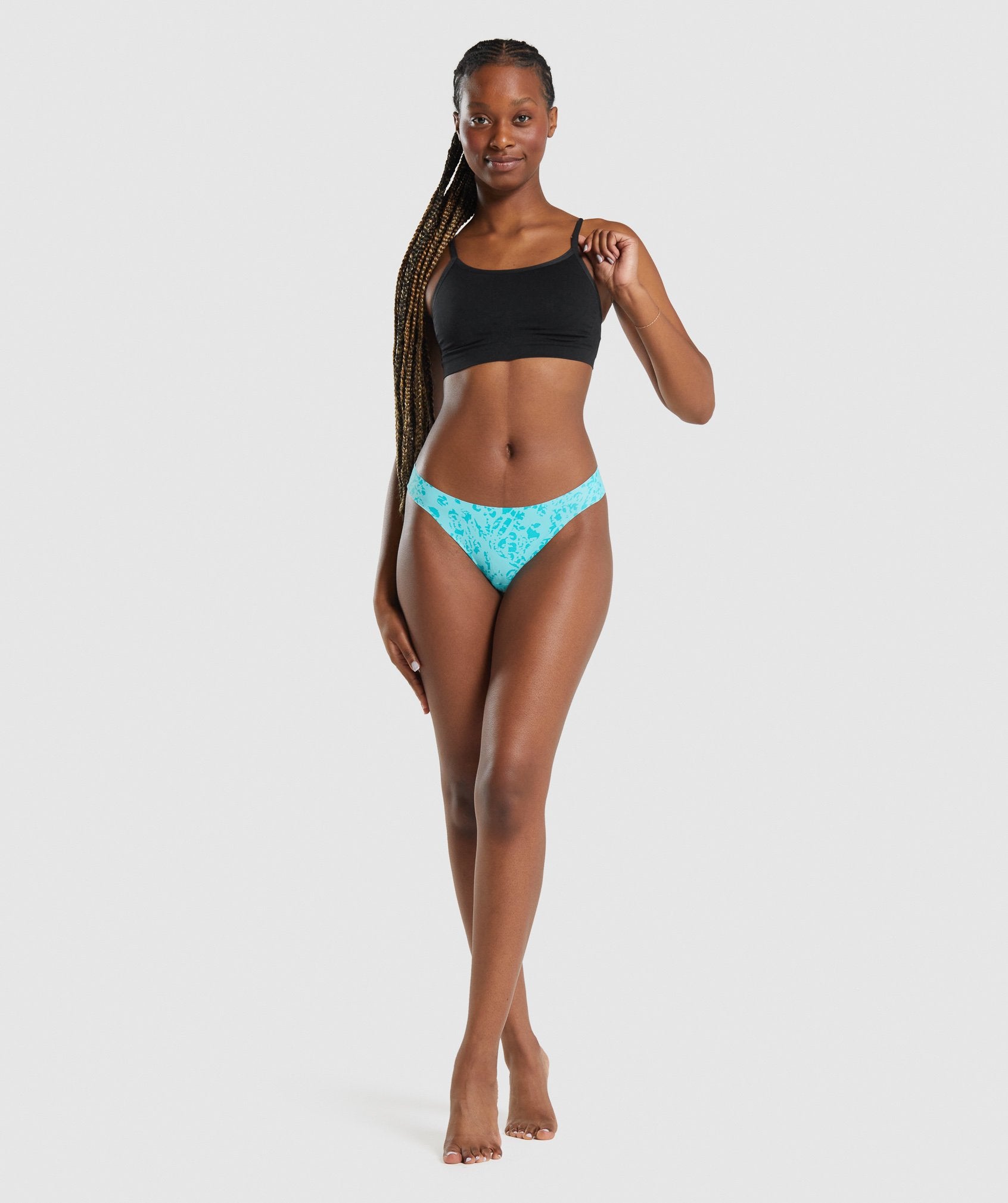 Gymshark Women's Seamless Thong, Set of 3, Green / Aqua / Red