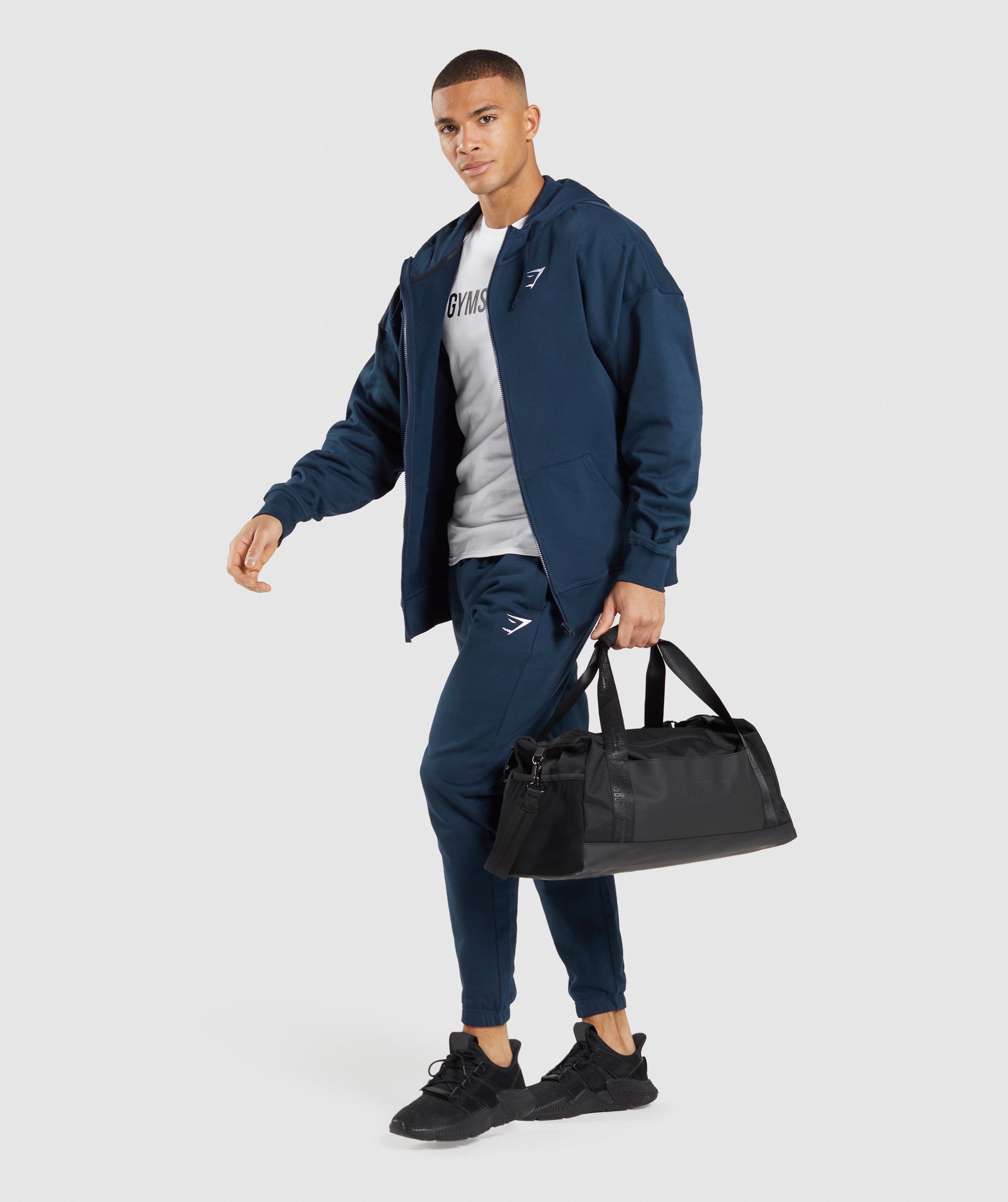 Essential Zip Up Hoodie in Navy - view 4