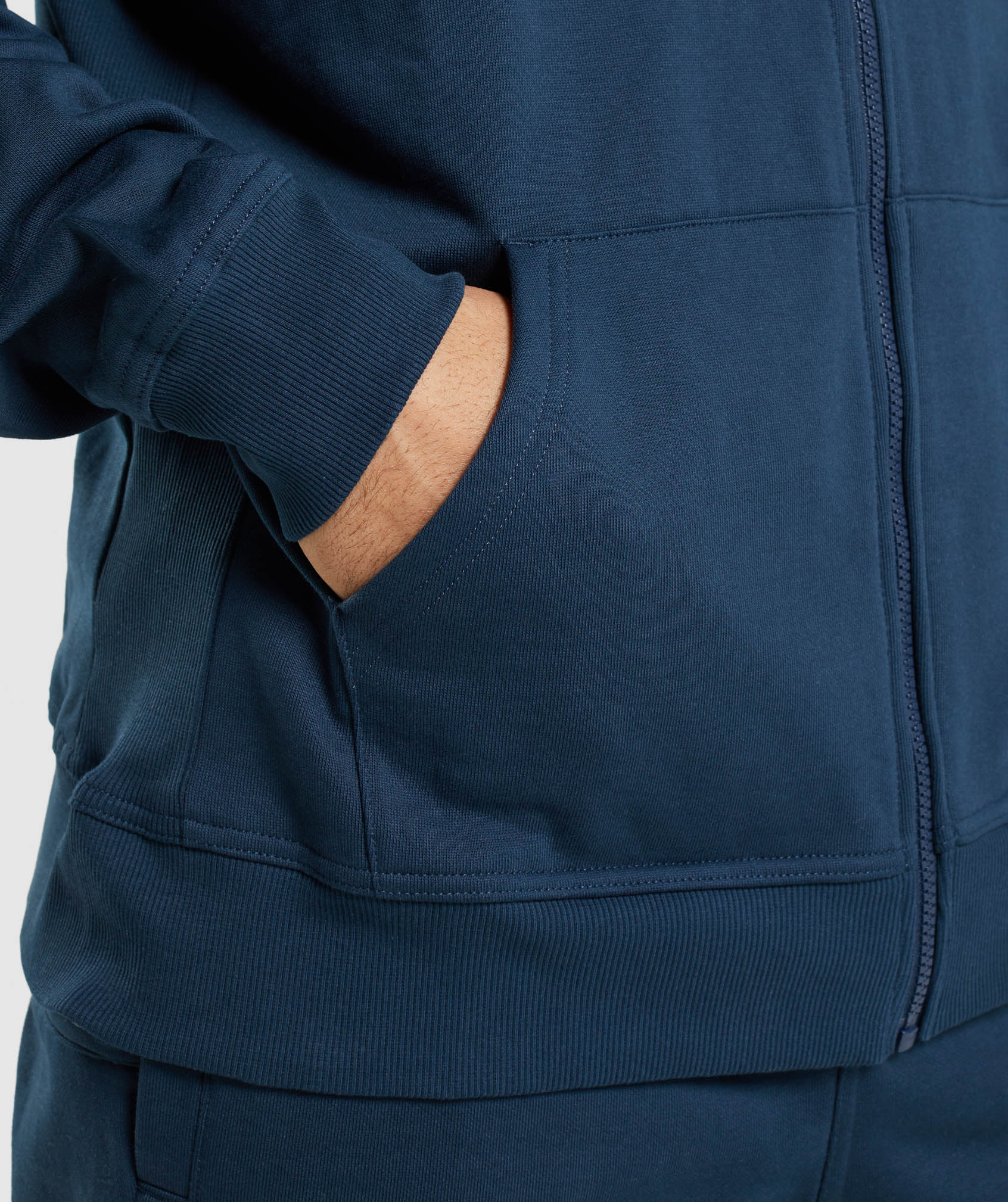 Essential Zip Up Hoodie in Navy - view 6