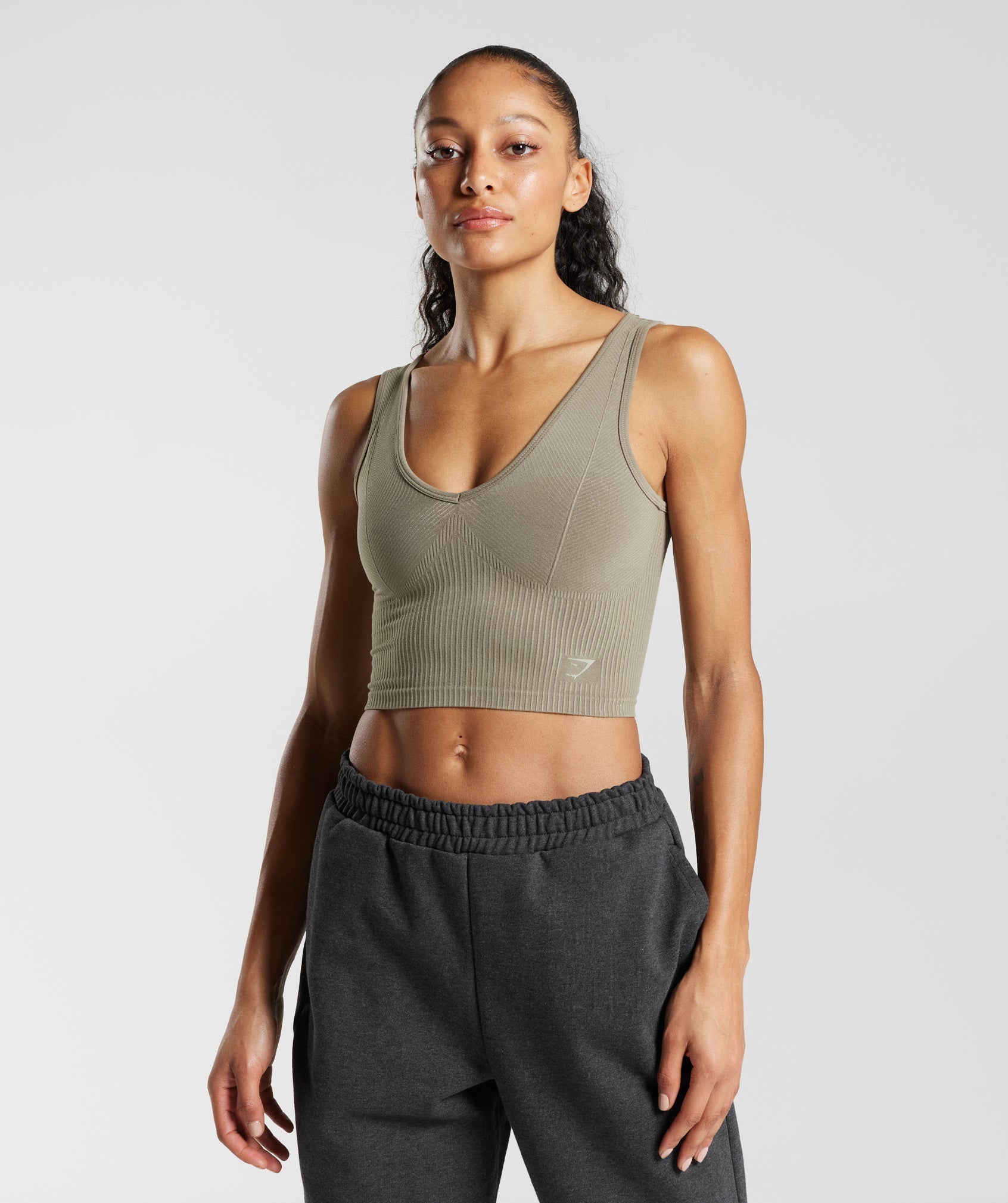 Women's Seamless Sports Tank Top w/ Scoop Neck - Sizes Small-XL - Grey