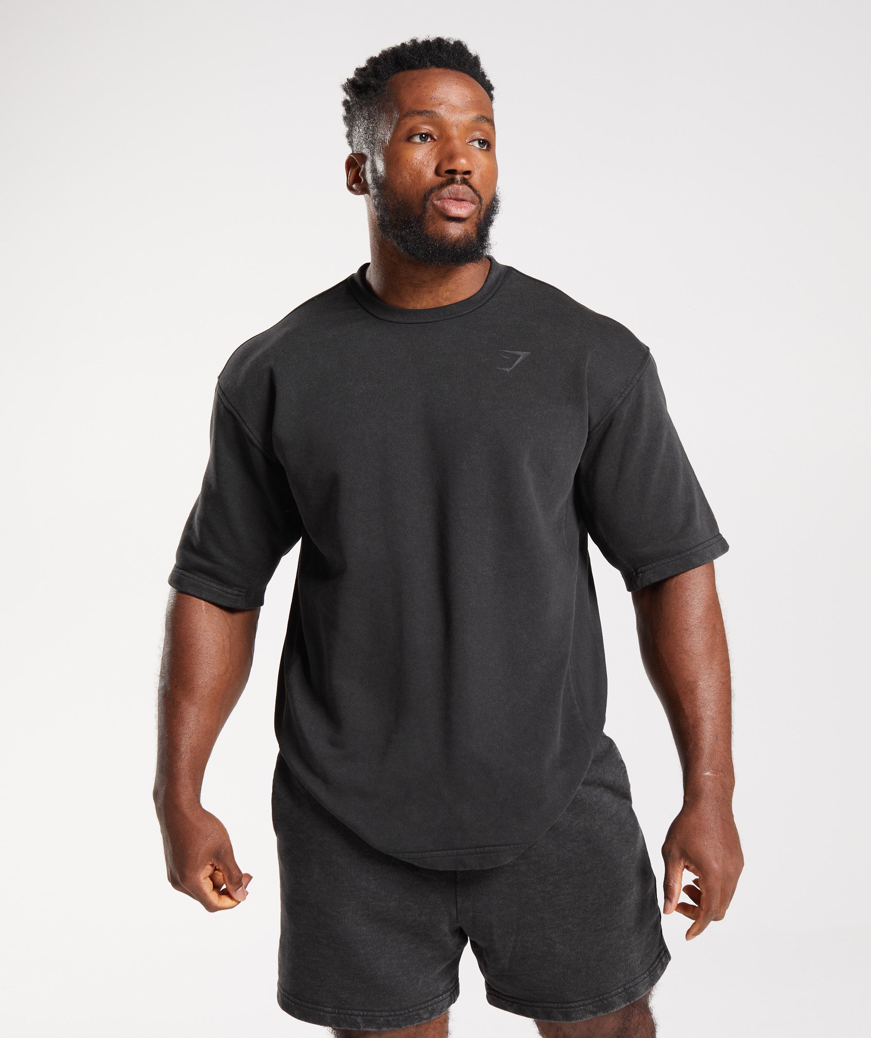 Power Washed Short Sleeve Crew in Black - view 1