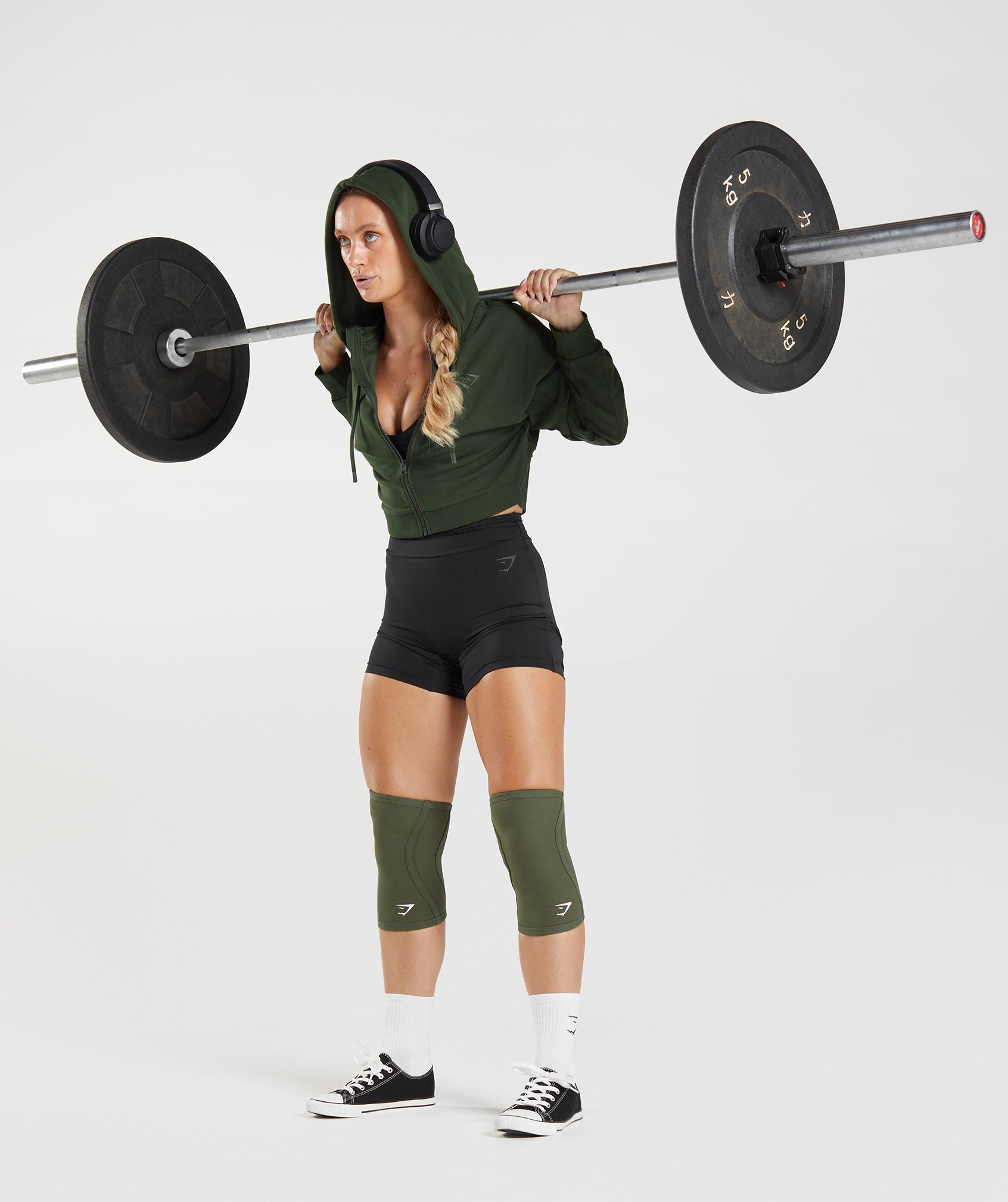 Gymshark Training Crop Hoodie - Deep Olive Green