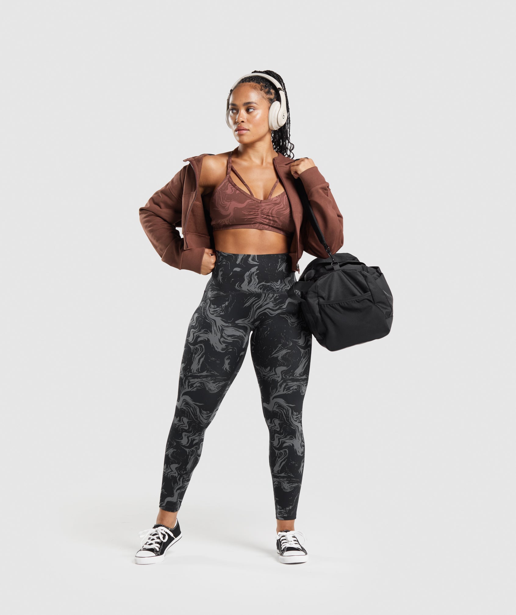 Waist Support Leggings in Black Print - view 4