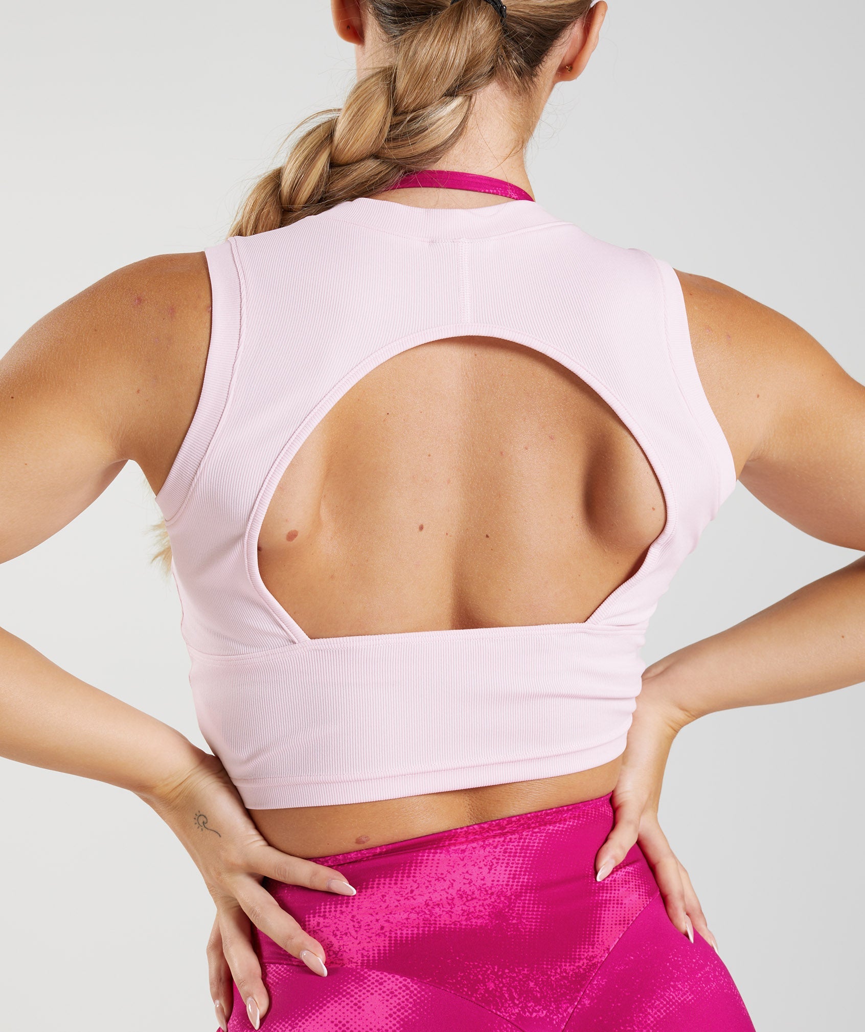 GS Power Ribbed Midi Tank in Sweet Pink - view 2