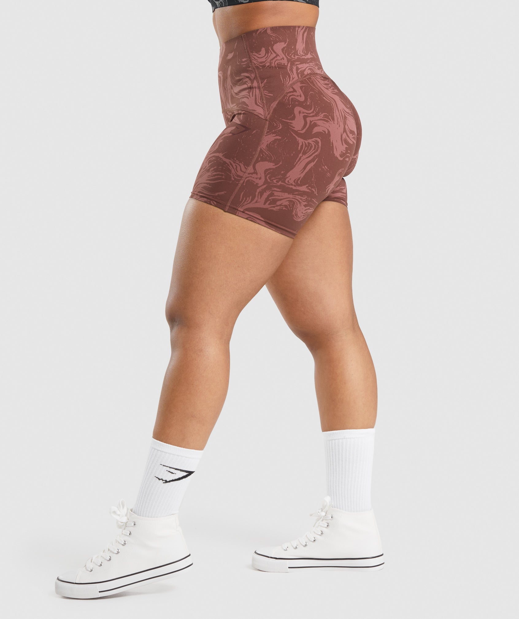 GS Power High Rise Shorts in Cherry Brown Print - view 3