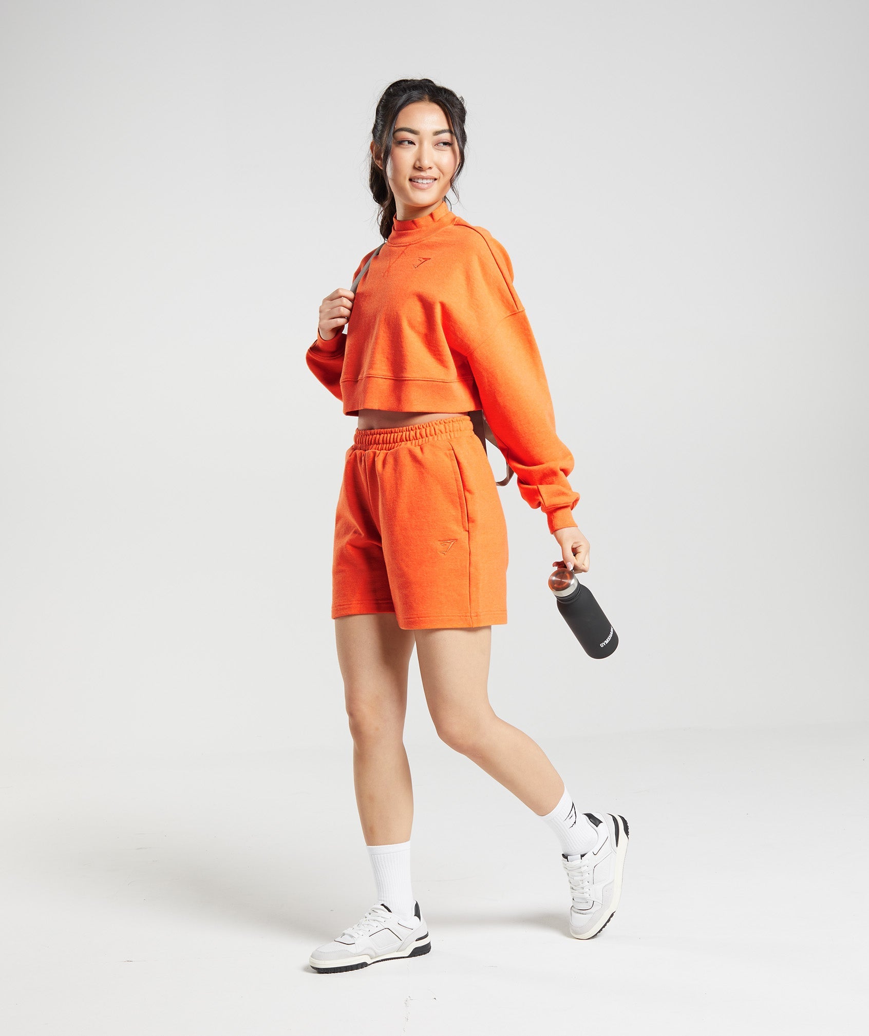 Rest Day Sweats Cropped Pullover in Blaze Orange Marl - view 4