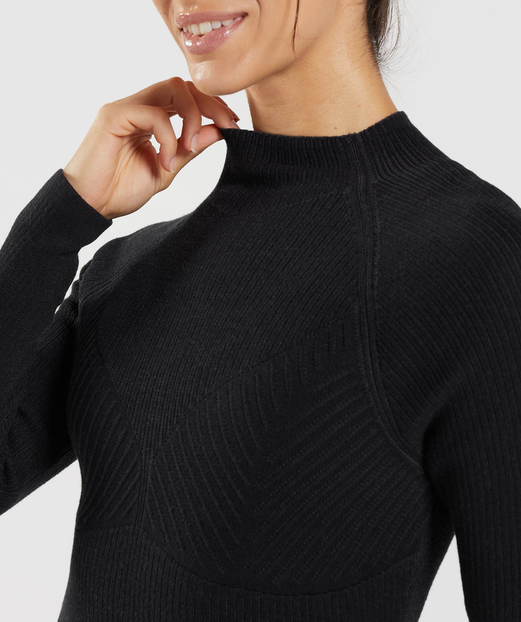 Gymshark Pause Knitwear Long Sleeve Top - Black/Onyx Grey