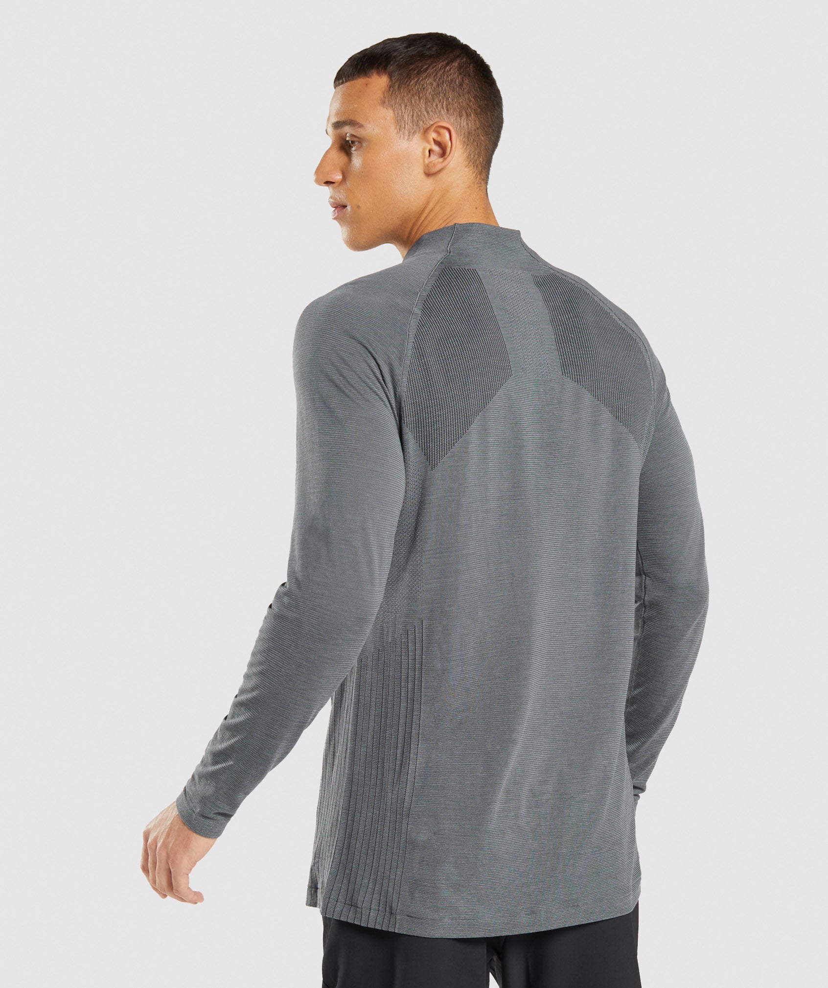 Retake Seamless 1/4 Zip in Black/Charcoal Marl - view 2