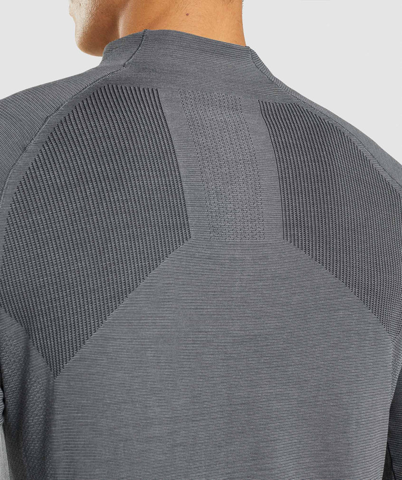 Gymshark Retake Seamless 1/4 Zip - Black/Charcoal Marl | Gymshark