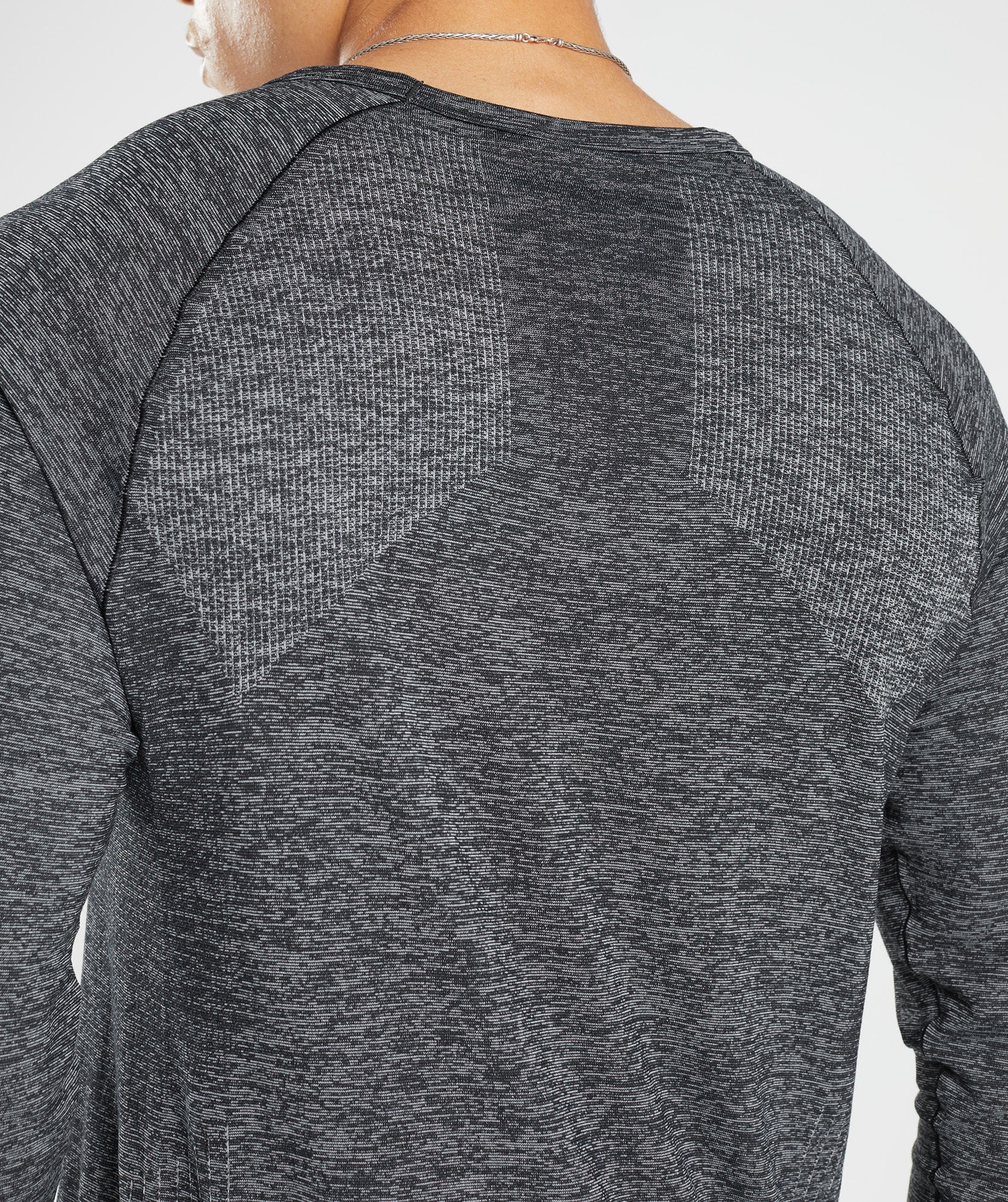 Retake Seamless Long Sleeve T-Shirt in Black/White Marl - view 3