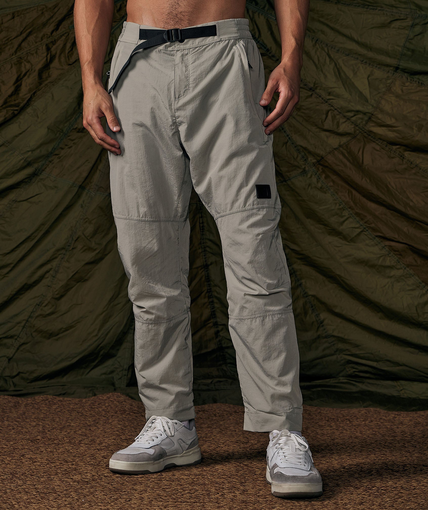 Retake Woven Joggers in Taupe Grey - view 1